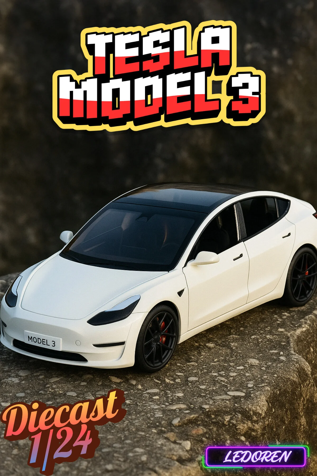 مدل خودرو رنگ سفید 1 24 TESLA MODEL 3 DIECAST COLLECTION CAR CHE از ترکیه L'eDoren