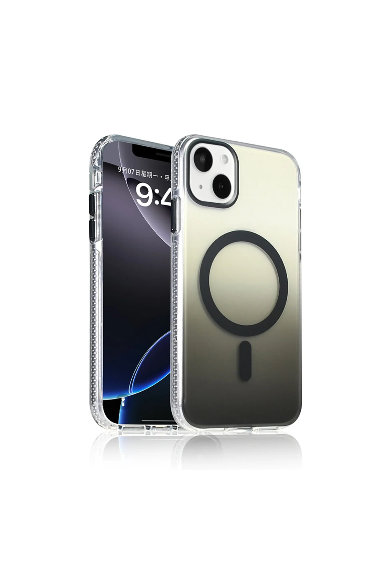 کاور و قاب آیفون 15 با قابلیت شارژ M SAFE پوشش شفاف انتقال رنگ ALT TOROS مشکی Alan Tech