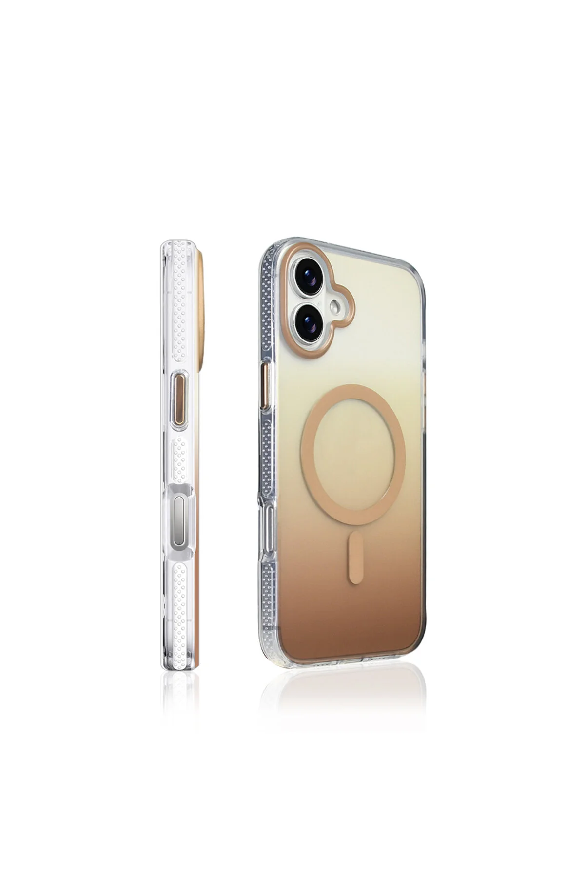 کاور و قاب آیفون 16 کیس M SAFE شارژ با قابلیت TRANSPARENT COLOR TRANSITION TOROS COVER ROSE PINK RiseOfGLC