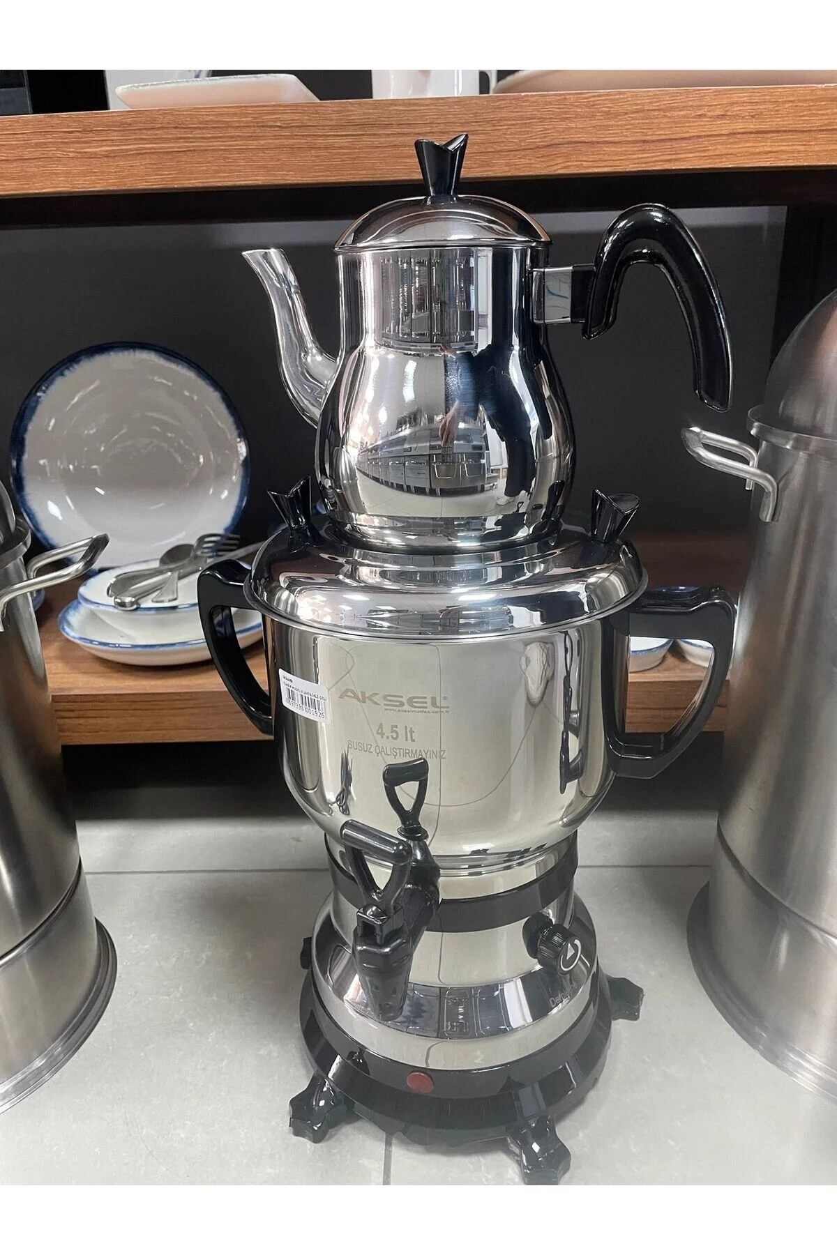 چای ساز 4.5 لیتری سماور استیل برقی 304 با کیفیت AKSEL