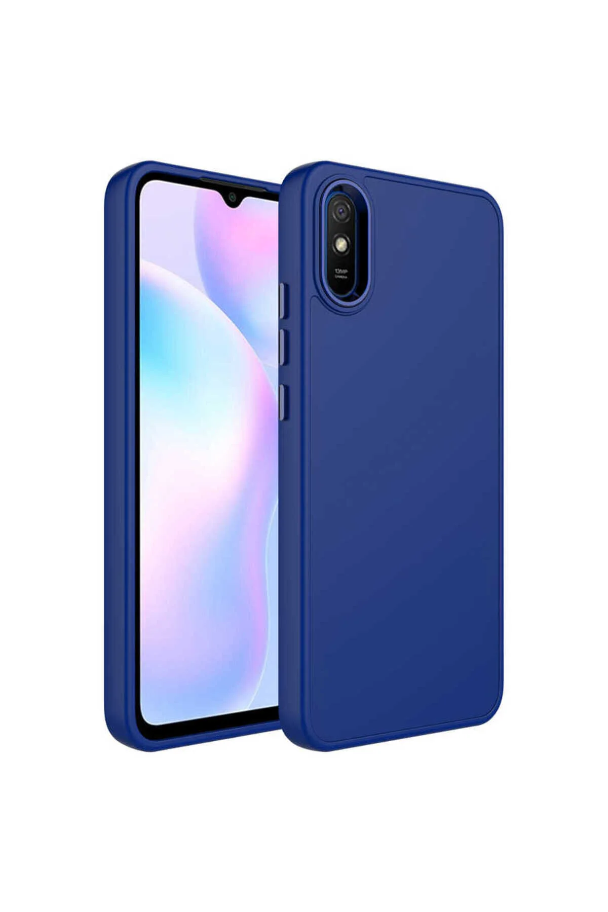 کاور و قاب سیلیکونی ATA LUNA REDMI 9A با فلزی طراحی دکمه آبی تیره Zore