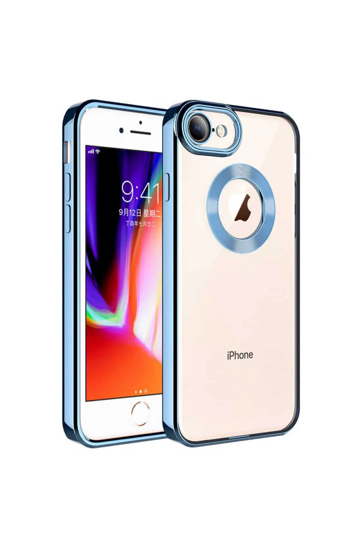 کاور و قاب نمایش لوگو با پوشش محافظ دوربین آیفون 7 ATA OMEGA SIERRA BLUE Zore