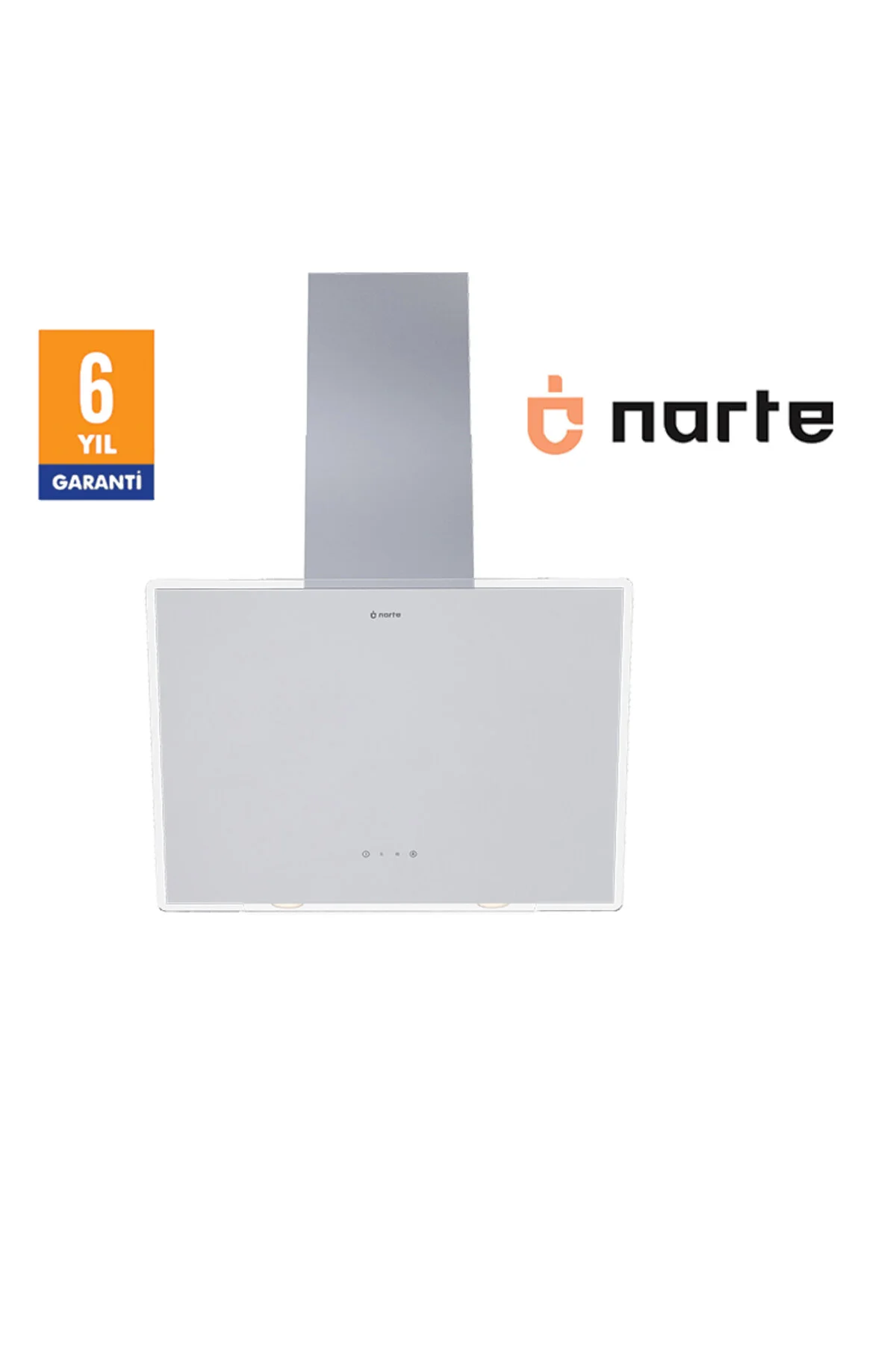هود آشپزخانه H20160W کاپوت شیب دار شیشه ای سفید 60 سانتی متری 6 سال ضمانت NARTE