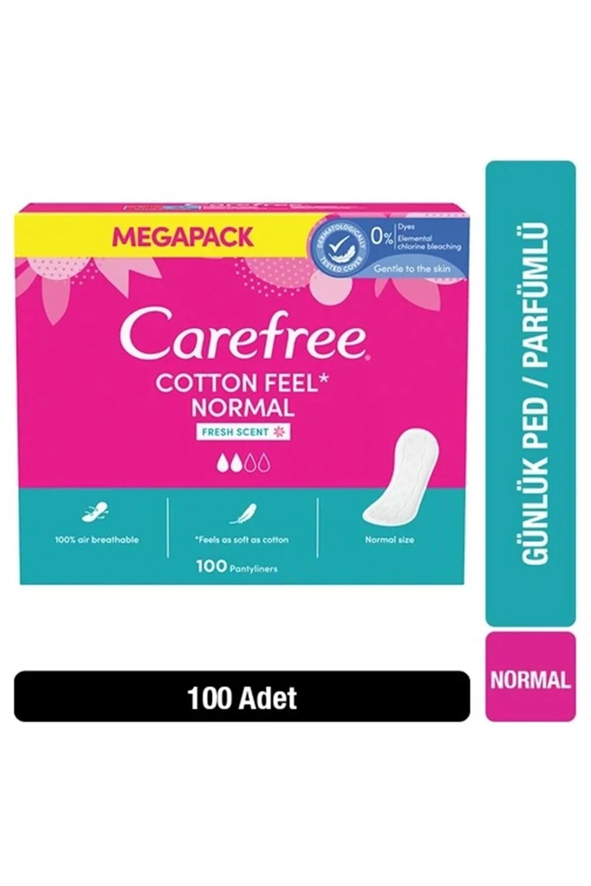 نوار بهداشتی روزانه با احساس پنبه‌ای و عطر دار 100 عددی Carefree