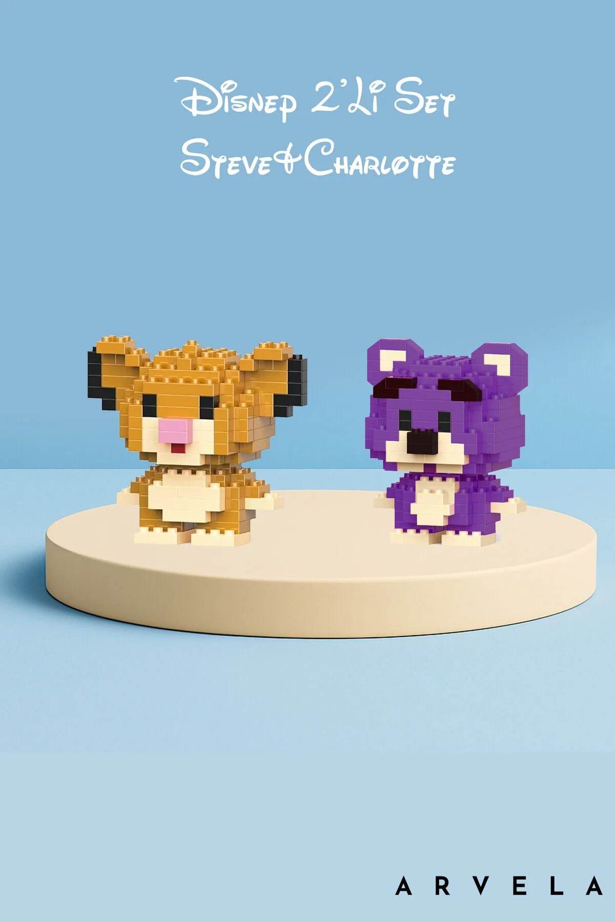 پازل سه بعدی مینی بلوک اسباب بازی فیگور ست 2 تایی – STEVE & CHARLOTTE | مجموعه میکرو Arvela