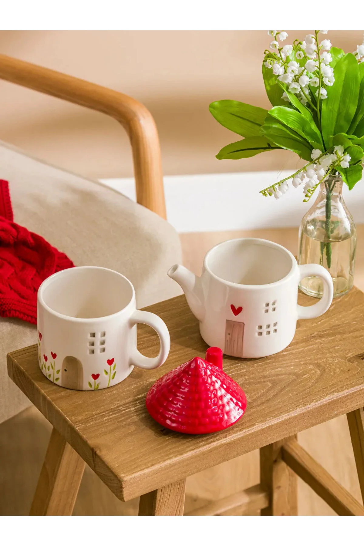 ماگ LCW HOME لیوان چای سرامیکی با ظاهر خانه سری ویژه سال نو LC Waikiki