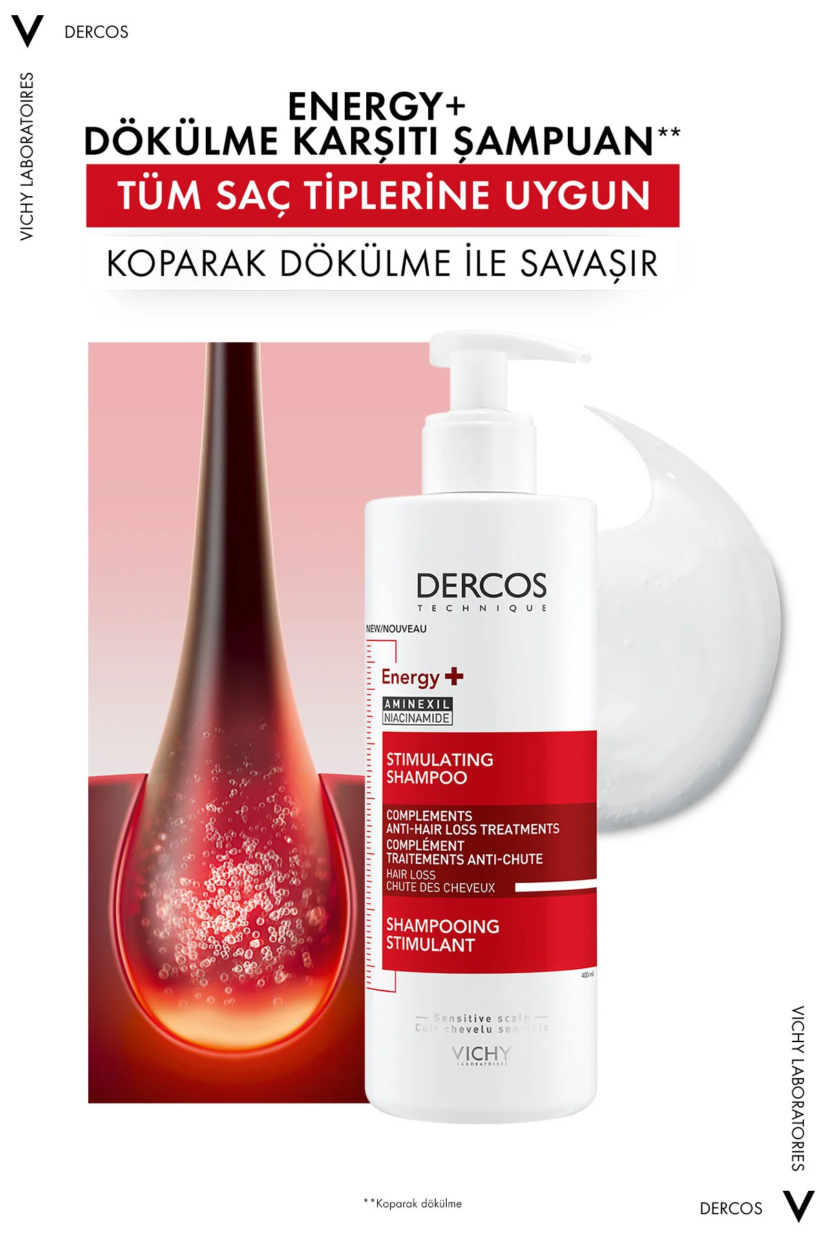 شامپو DERCOS ENERGISANT 400 میل ریزش مو ویشی Vichy