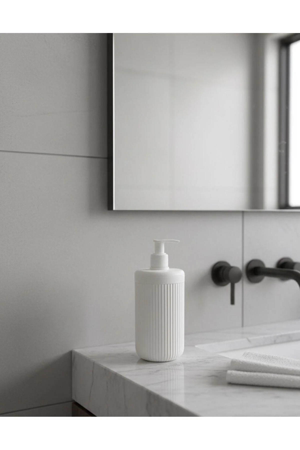 جاصابونی سفید جای صابون و مایع دستشویی گرد مینا  Okyanus Home
