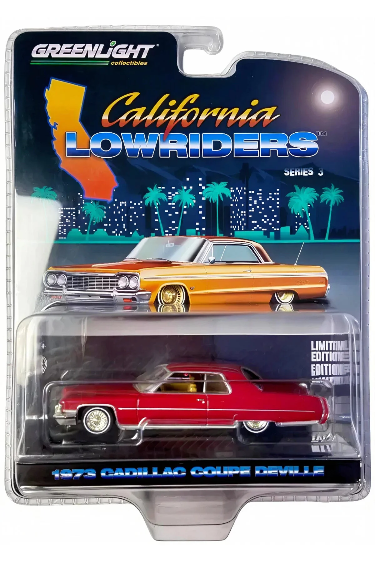 مدل خودرو GREENLIGHT 1:64 CALIFORNIA LOWRIDERS SERIES 3 1973 CADILLAC COUPE DEVILLE اورجینال Green Lighting