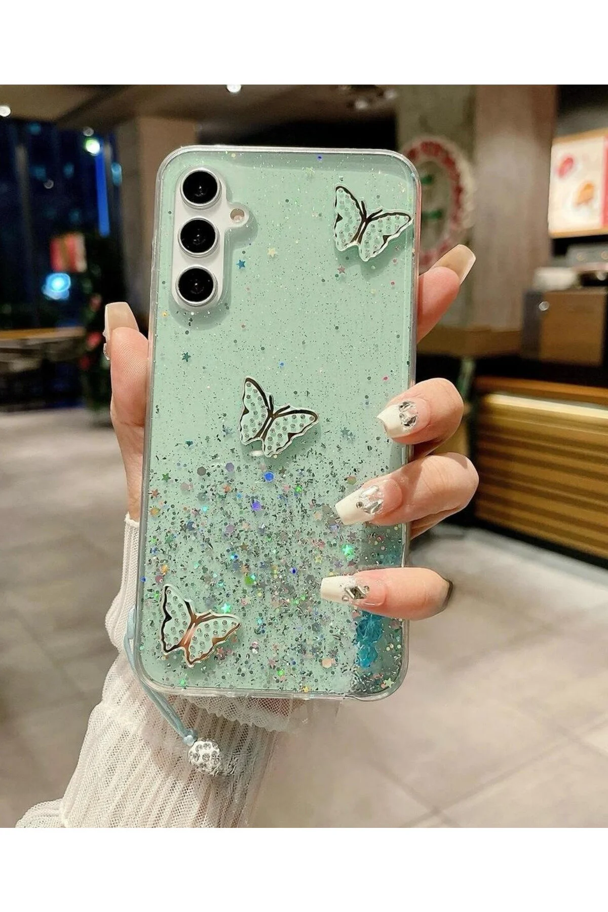 کاور و قاب باریک پرمیوم با طرح برجسته پروانه ای براق دوربین محافظ سامسونگ GALAXY S22 سازگار Rivor