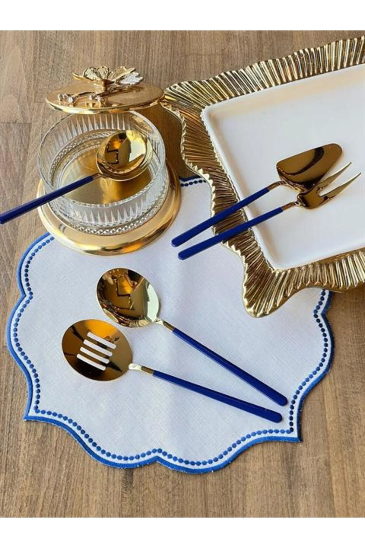 قاشق چنگال و چاقو مجموعه خدمات ALLEGRA BLUE GOLD 5 قطعه ROSSEV
