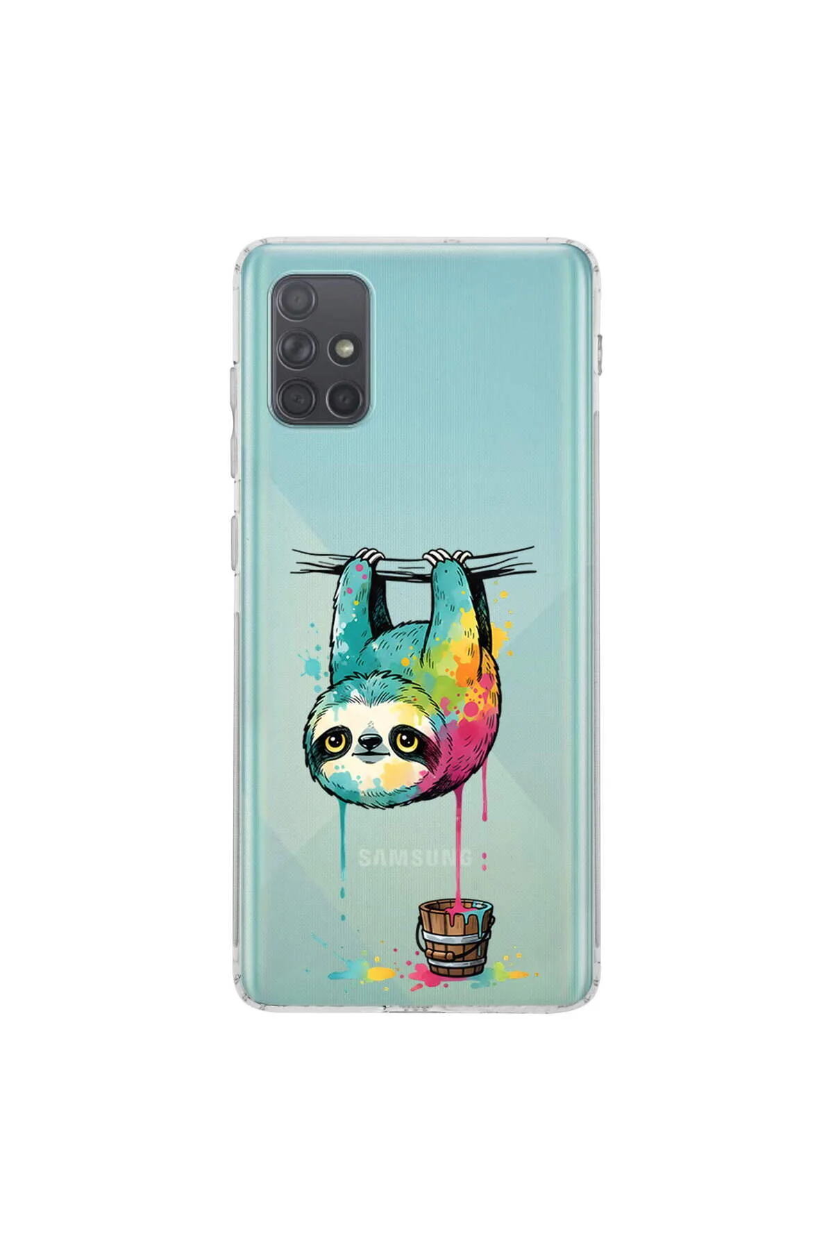 کاور و قاب سیلیکونی شفاف با طراحی SPLASH SLOTH سازگار SAMSUNG GALAXY A71 PrintiFy
