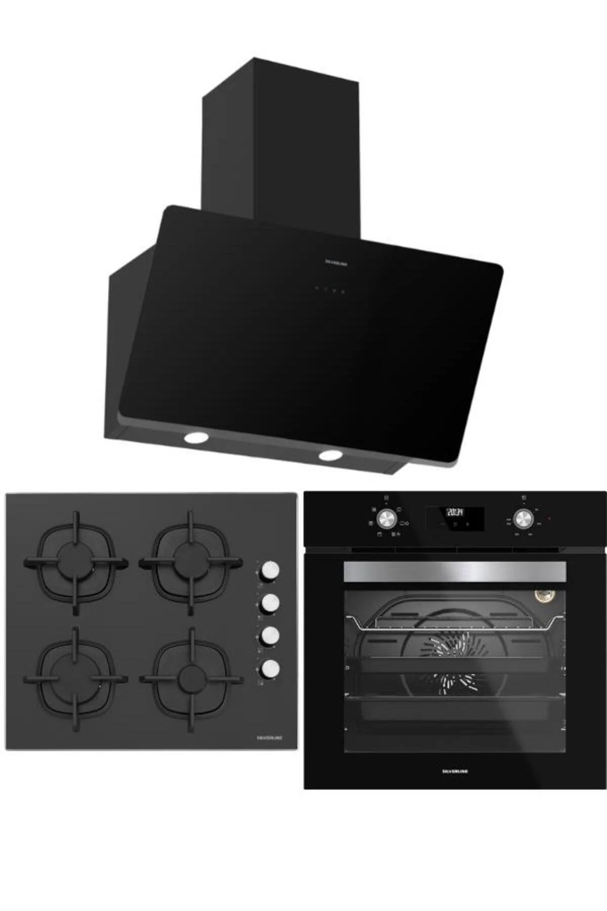 لوازم توکار ست مشکی اجاق گاز CS5700C6B01 S2 BO6502B02 هود سوهو 3457 Silverline