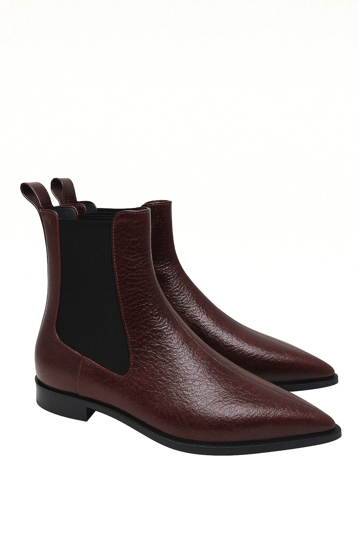 چکمه و بوت کفش چرم لاکی قرمز چروک دار طبیعی زنانه با کفی نوک تیز الاستیک DRY DRY SHOES