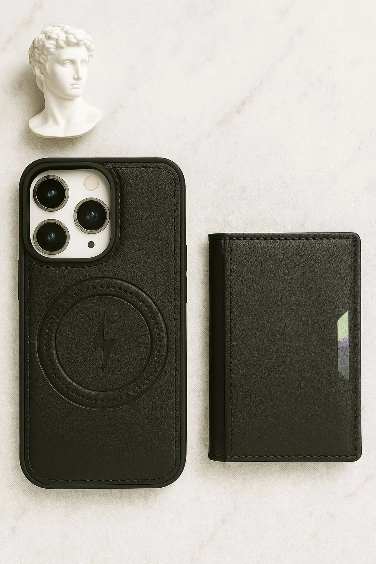 کاور و قاب کیف پول چرمی 11 مشکی رنگ با جای کارتی ویژه madamcase