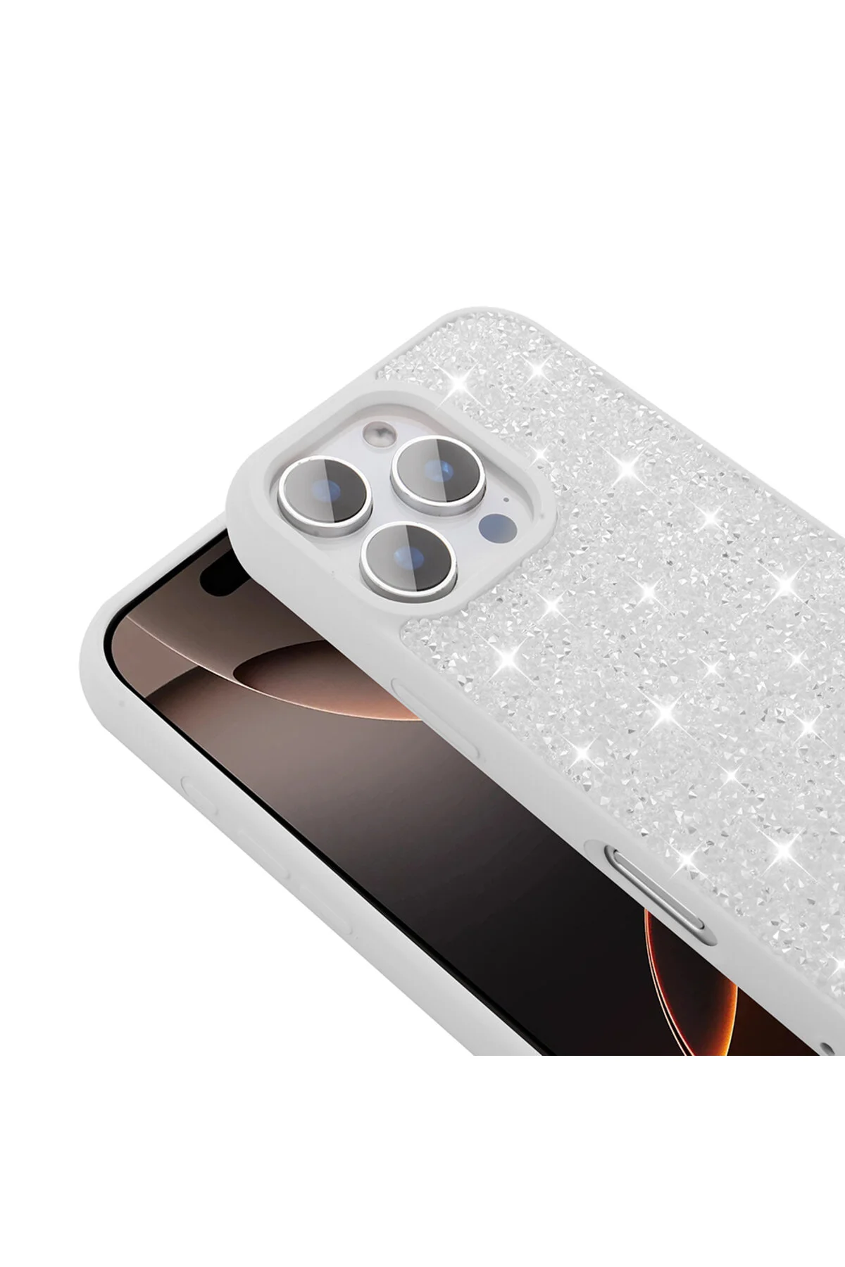 کاور و قاب آیفون 16 پرو مکس طرح سنگ براق ATA DIAMOND COVER صورتی Zore