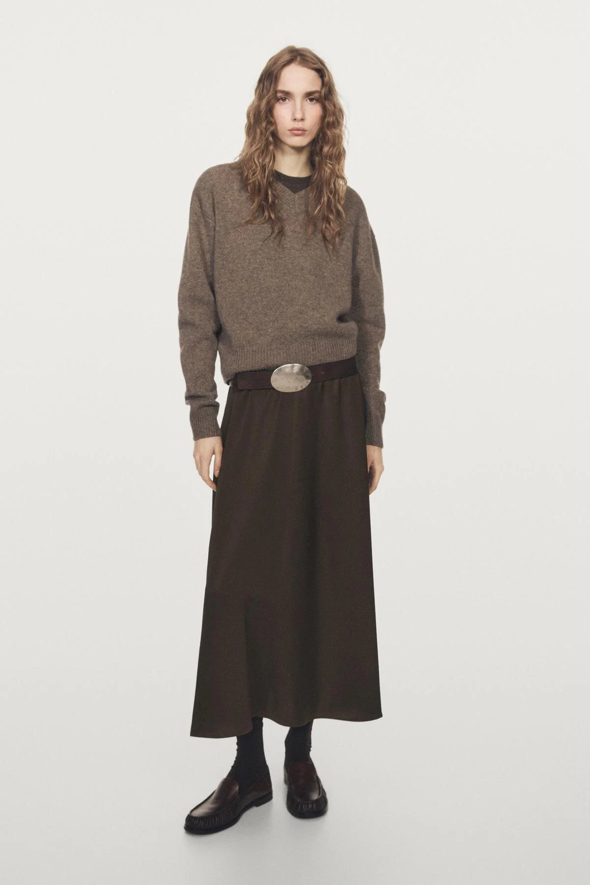 دامن ساتن میدی با جیب ماسیمو دوتی Massimo Dutti