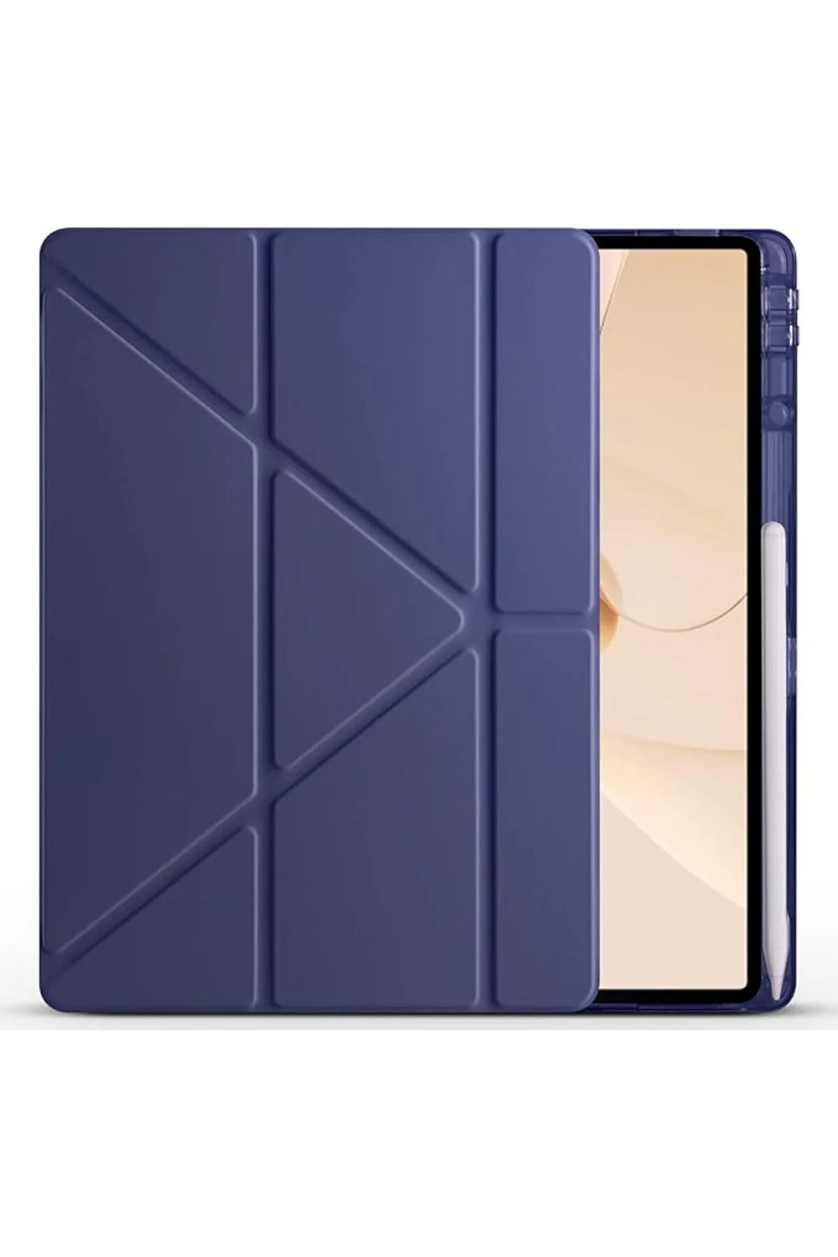کاور تبلت سازگار با قاب پایه قلمی تاشو ZORE TRI HUAWEI MATEPAD 12X محفظه آبی دریایی Genel Markalar