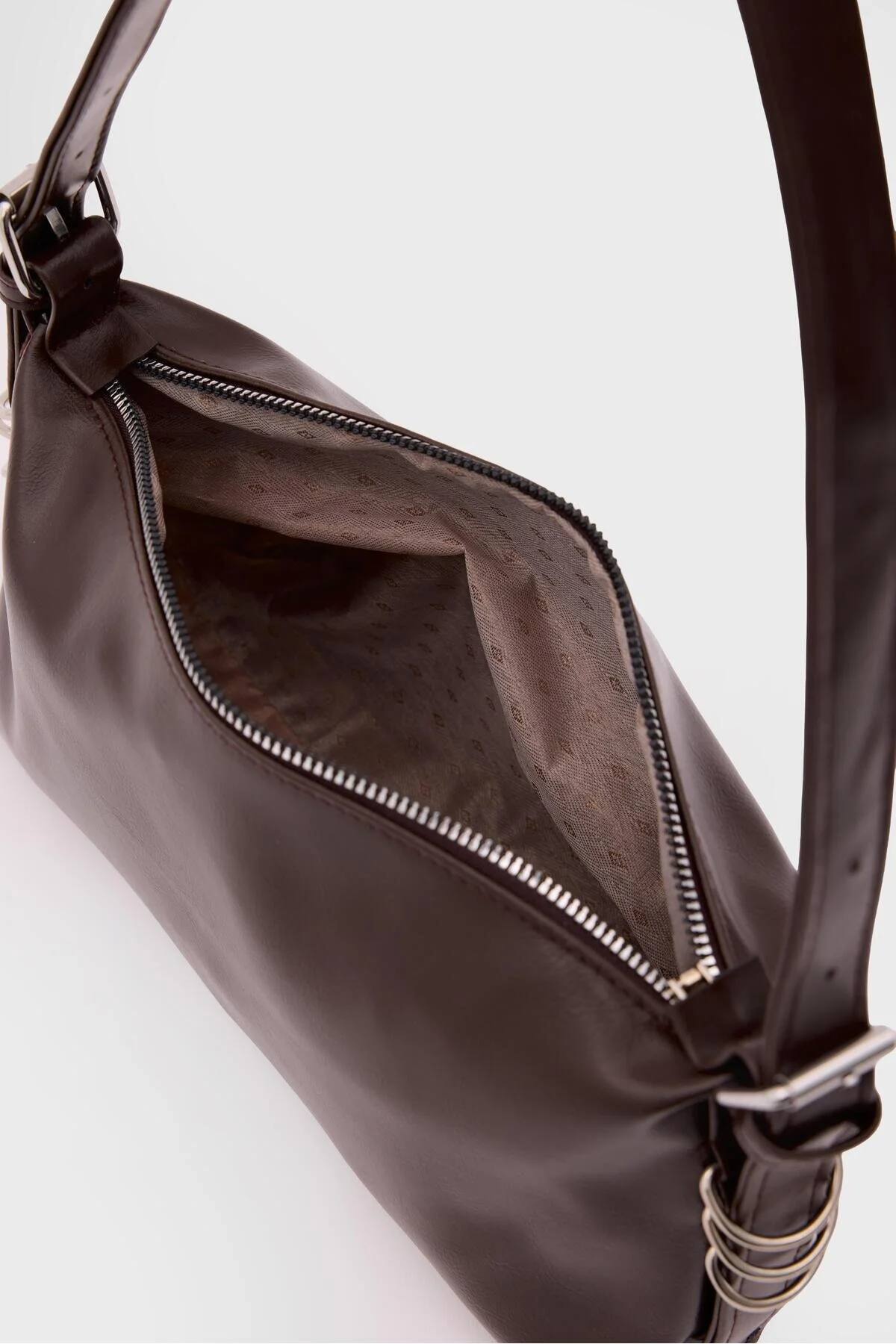 کیف شانه ای باگت با جزئیات حلقه قهوه Shule Bags