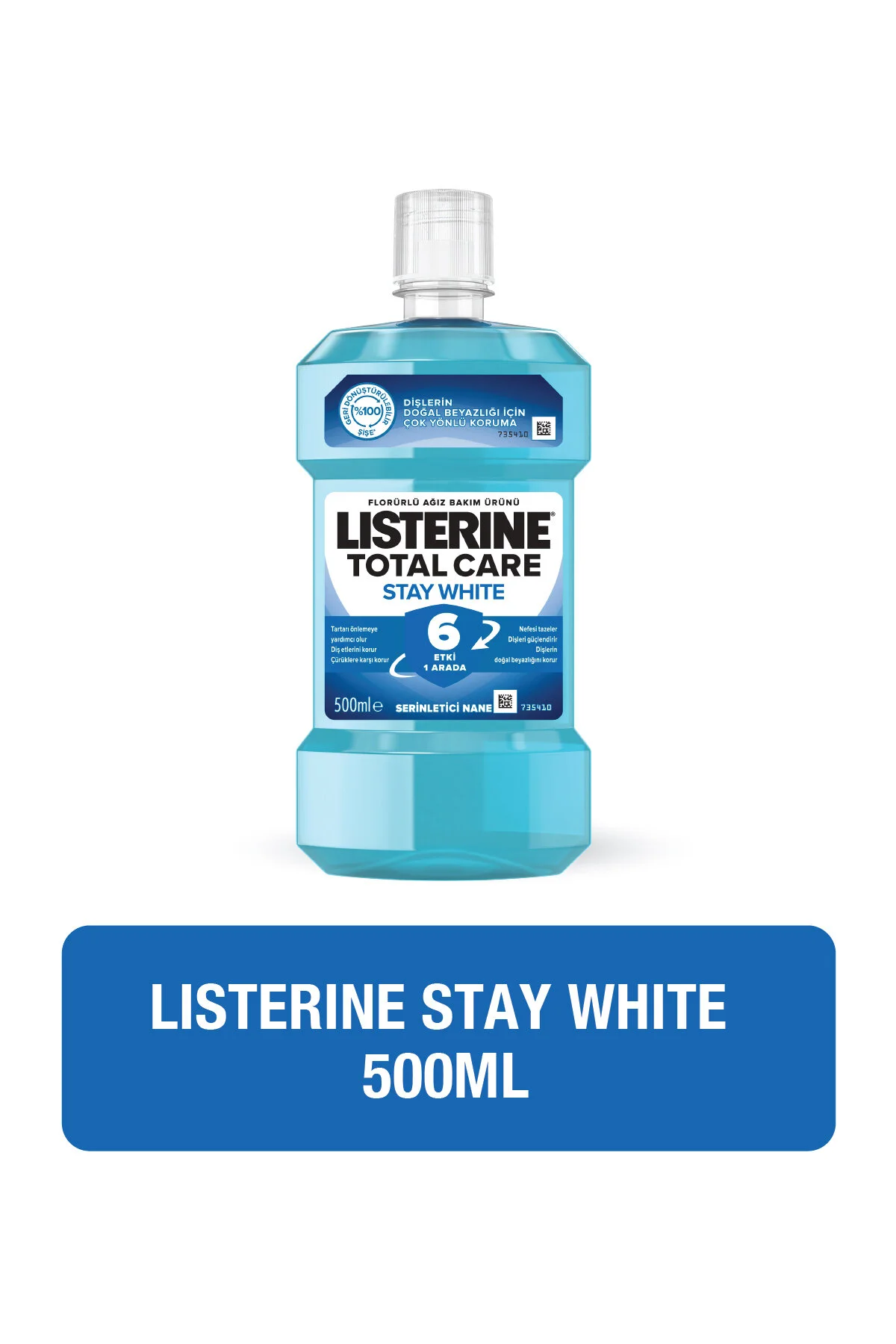 دهان شویه Stay White حجم 500 میلی لیتر با خاصیت سفیدی دهان Listerine