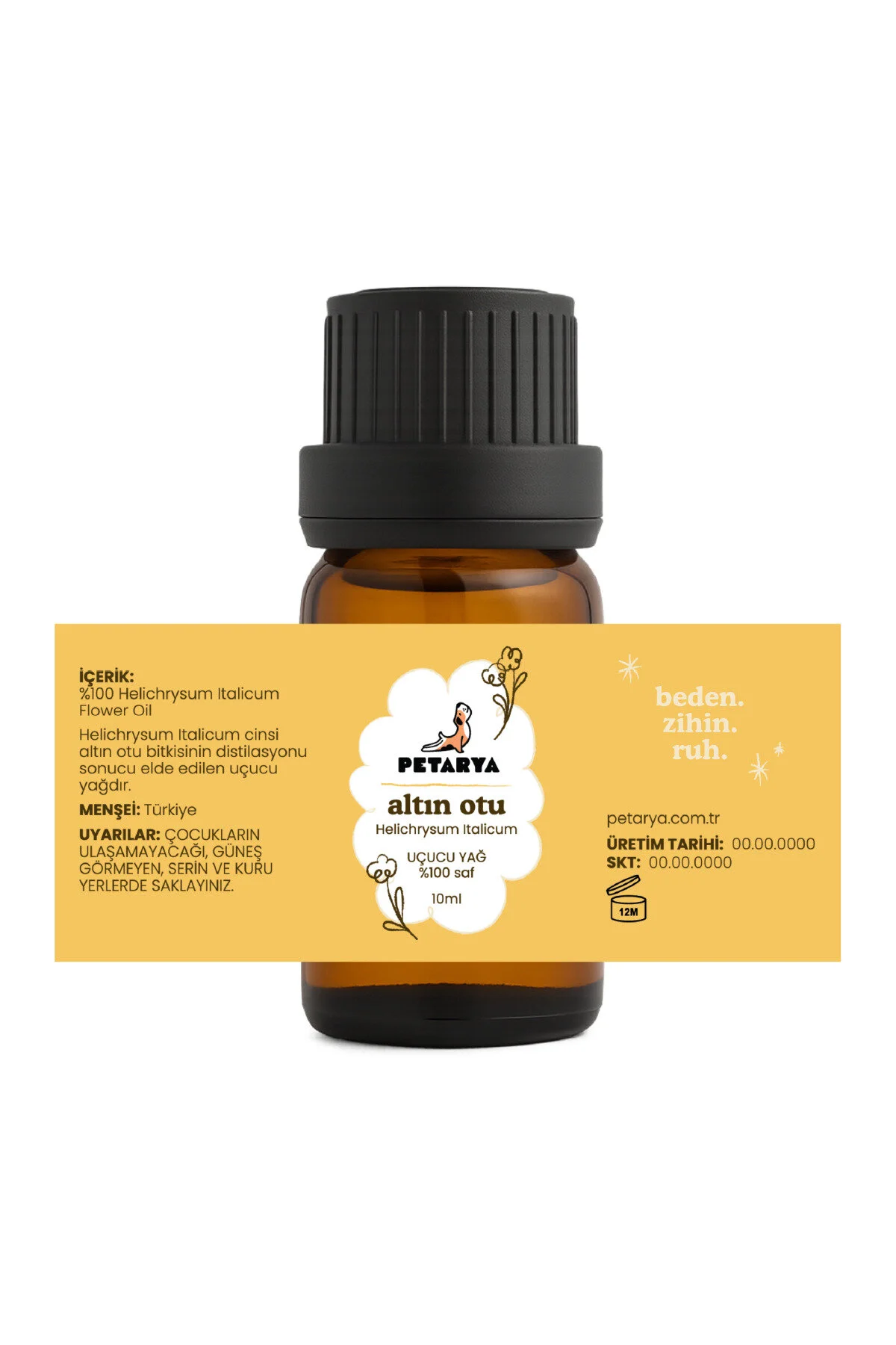 روغن مراقبتی گلدن 100 ٪ خوراکی خالص هلیکریوم ایتالیکوم 10 میل PETARYA
