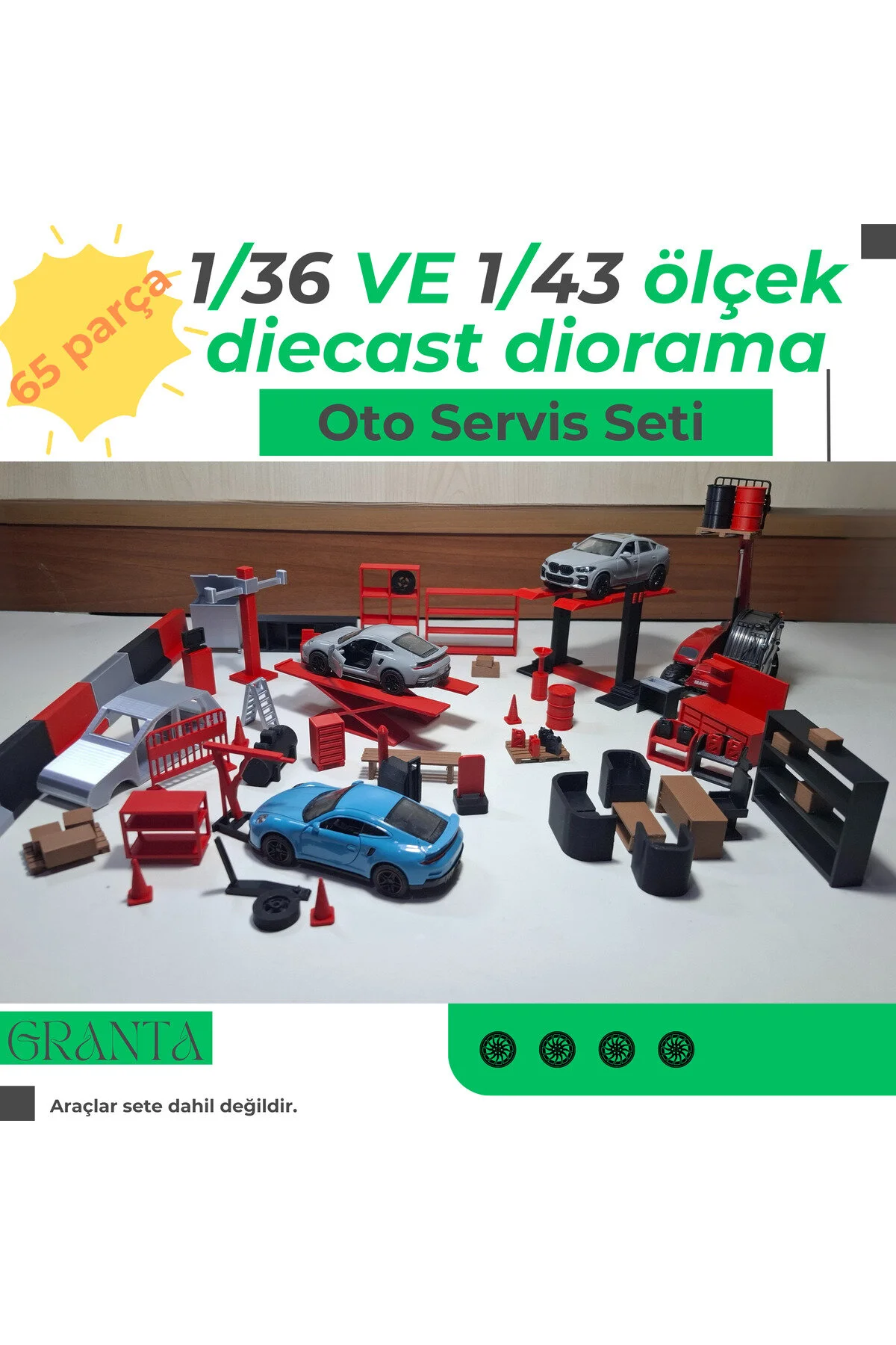 مدل خودرو 1:36 SCALE DIORAMA MODEL AUTO SET SERVICE اورجینال Home
