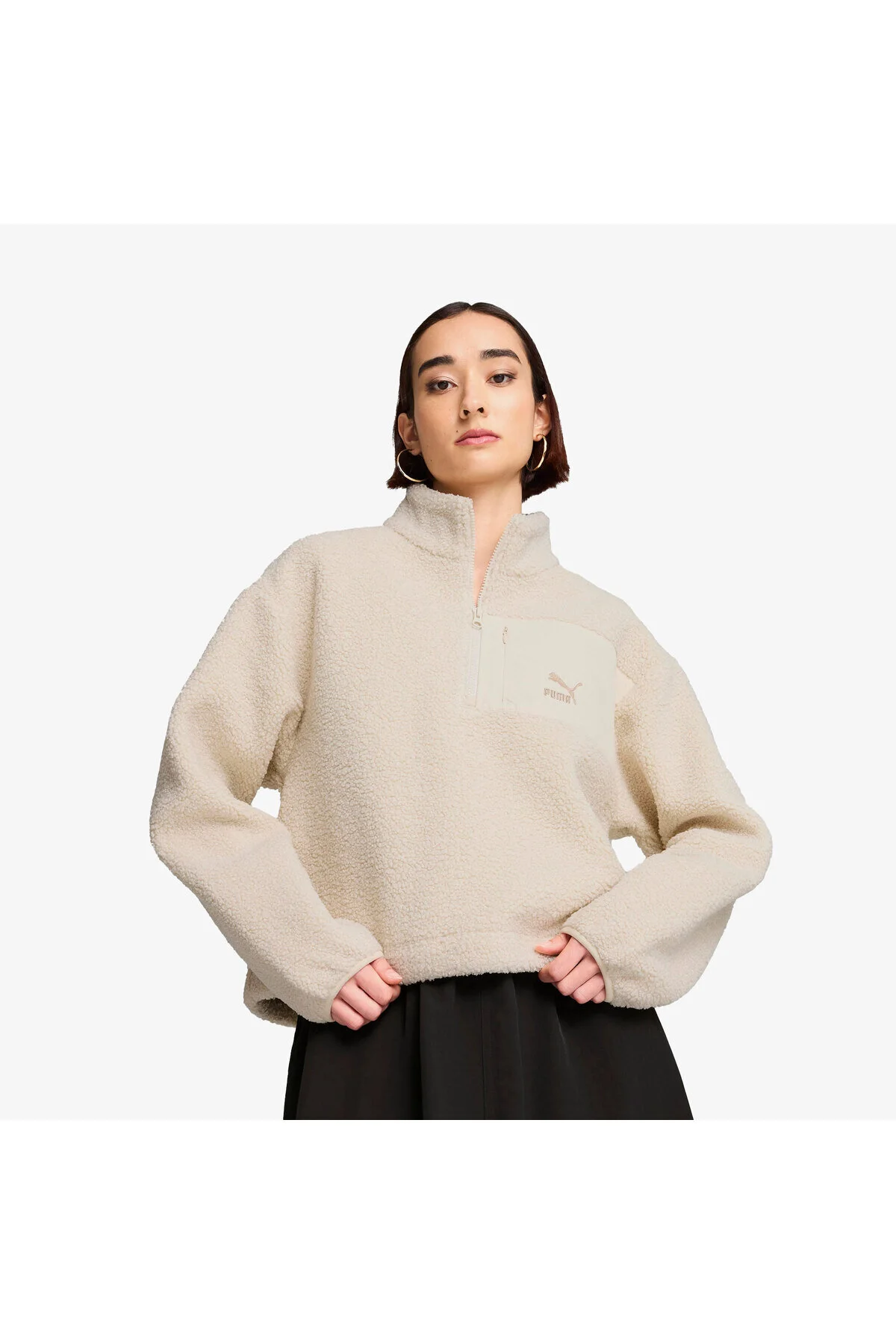 سویشرت زنانه نیمه زیپ کلاسیک زمستانه پوما Puma
