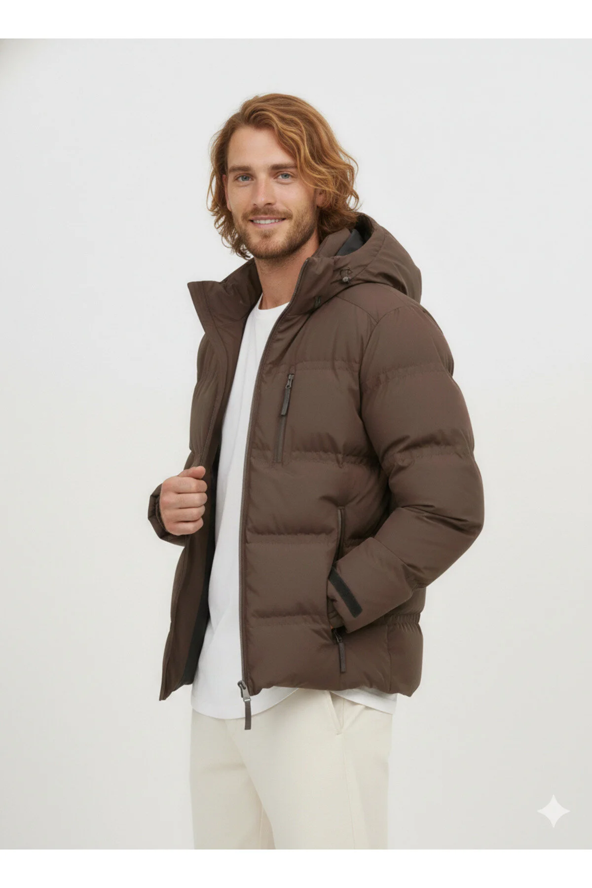 کاپشن ورزشی چند رنگ مردانه Jack Jones کت پفی کلاهدار با جزئیات جیب جارو Jack & Jones