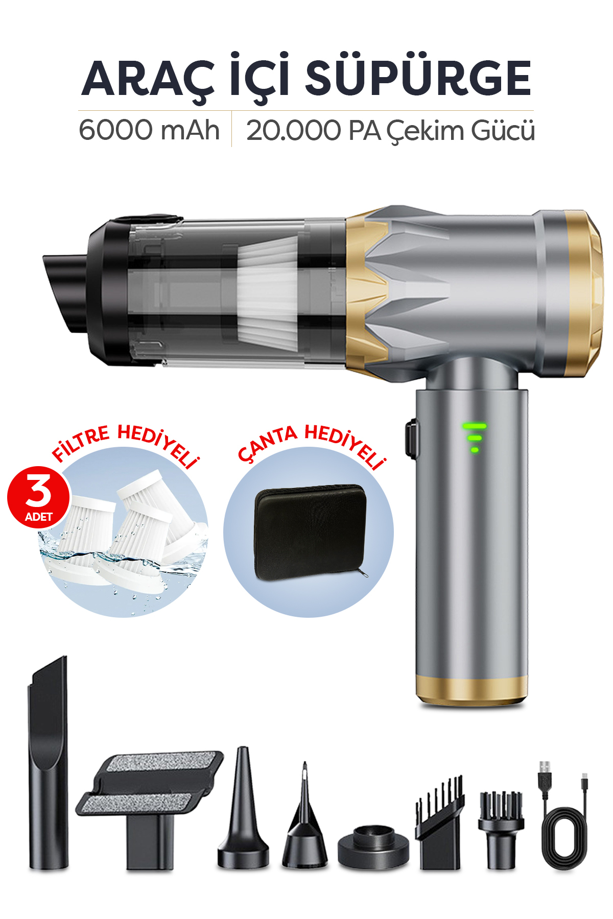 جاروبرقی داخل خودرو جارو برقی بی سیم 20000PA قدرتمند و قابلیت باد کردن wimi - wimi - جاروبرقی داخل خودرو