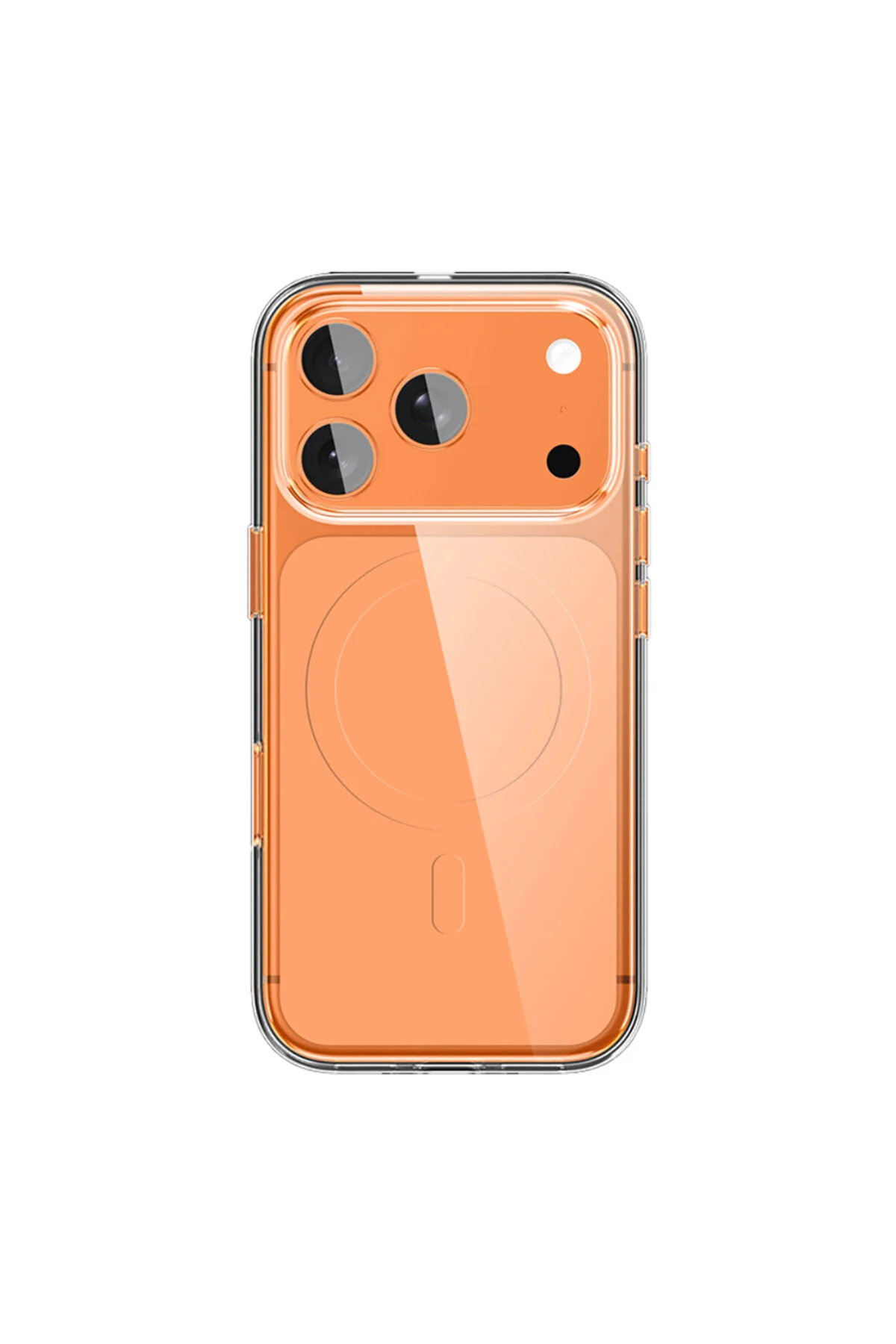 کاور و قاب سازگار IPHONE 17 PRO MAX با قابلیت شارژ M SAFE طراحی شفاف APEL COVER ORANGE Wlons