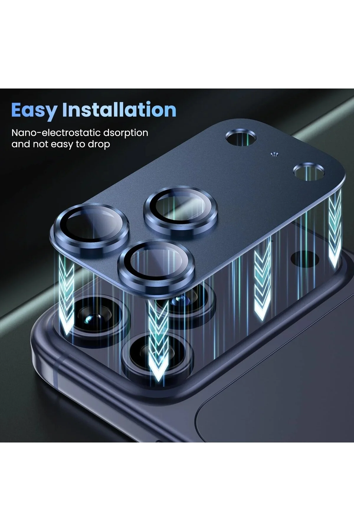 کاور و قاب محافظ لنز آبی تیره با پوشش کامل آلومینیومی سازگار IPHONE 17 PRO Paladyum Case
