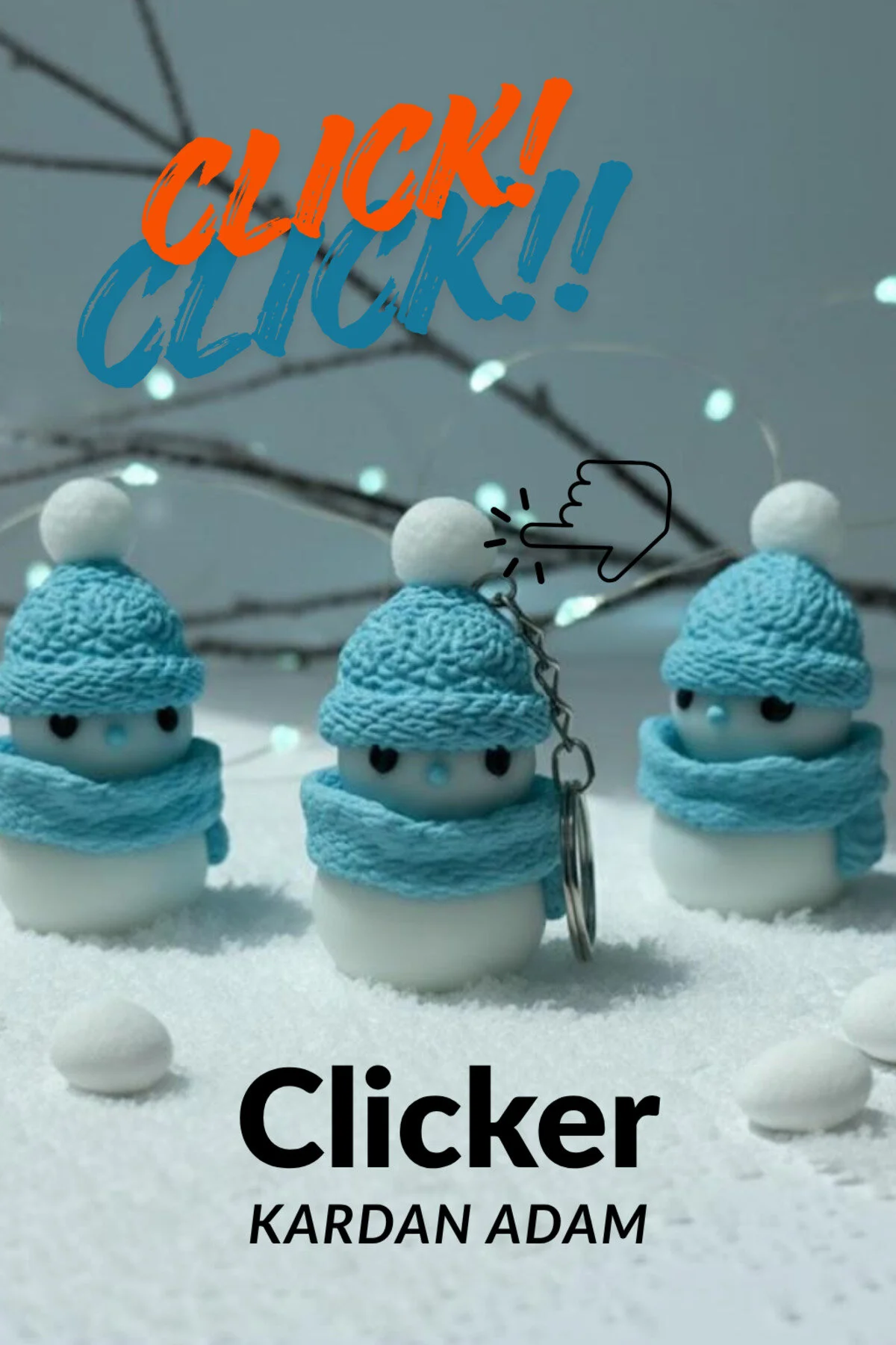 جلیقه کلید جاکلیدی آدم برفی CLICKER 1 PC ضد استرس با سوئیچ صفحه و زیور کیسه صدای کلیک کردن جذابیت Nycruin3D