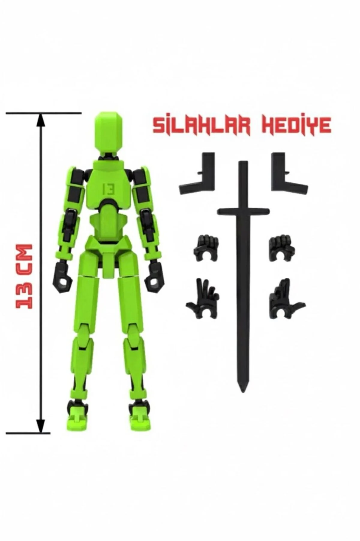اسباب بازی های فیگور دیگر ROBOT 13 DUMMY GREEN BLACK ALL JOINTS MOVEABLE ACTION FIGURE TOY Boykec House