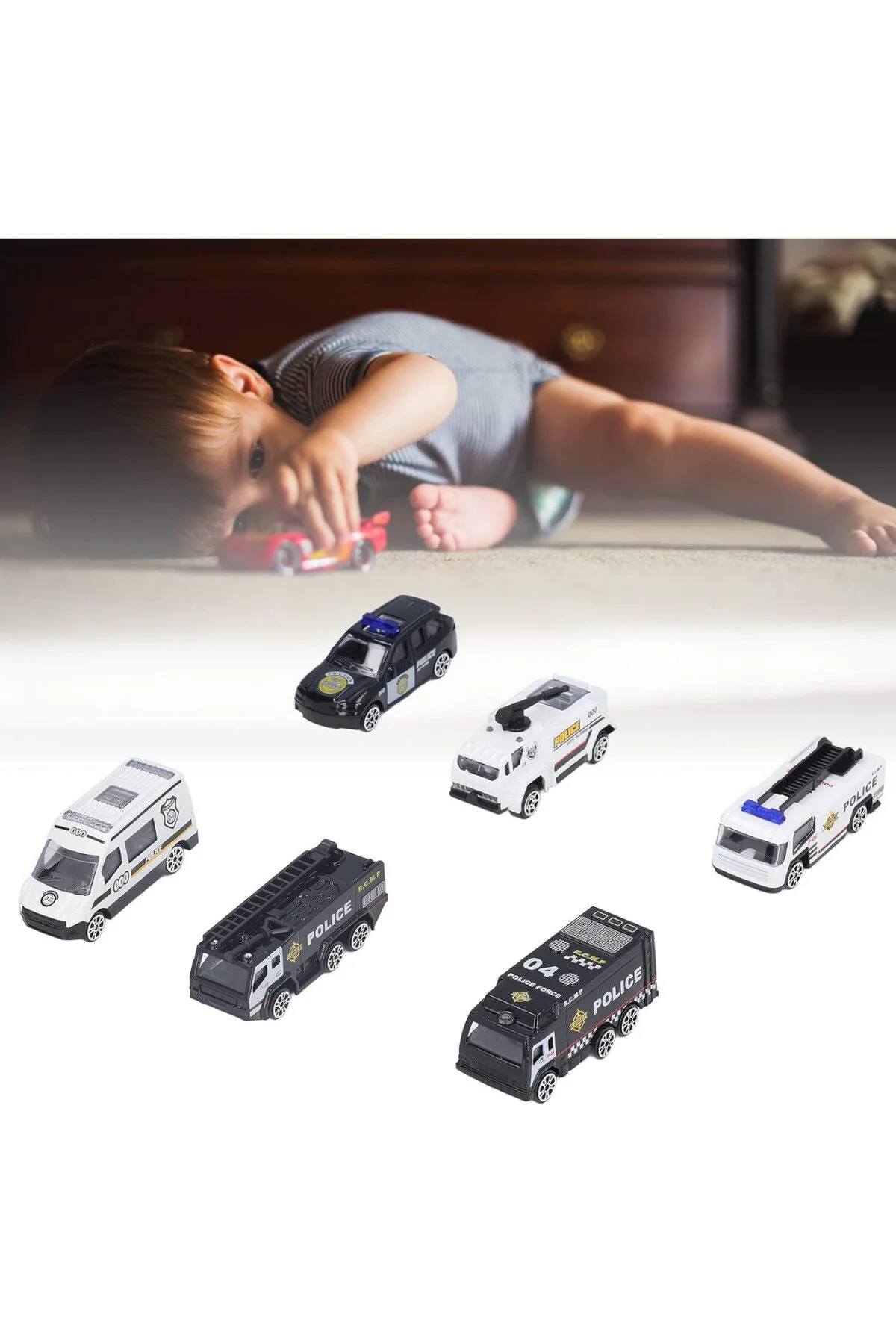 ماشین اسباب بازی مجموعه 6 پلیس فلزی DIECAST TOY POLICE SQUAD وسایل نقلیه مدل آلیاژی بادوام craftivio
