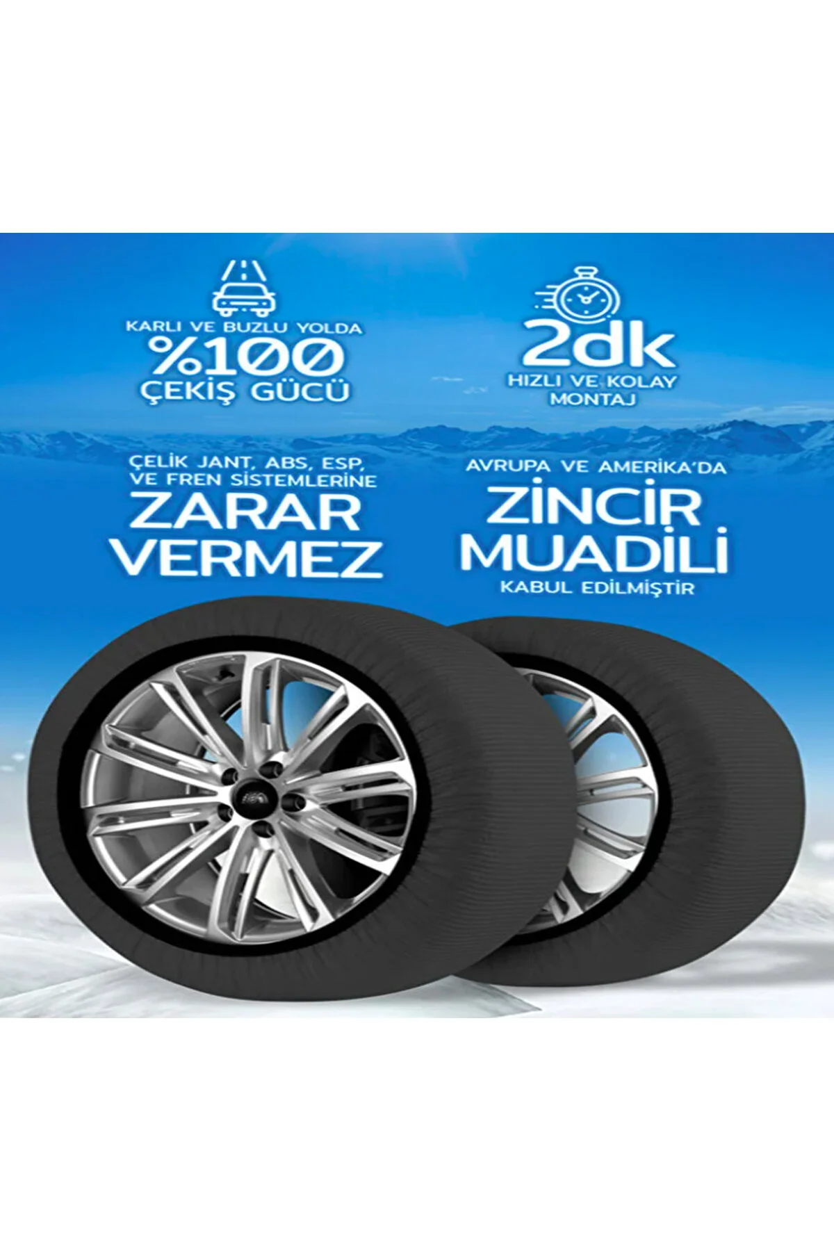 زنجیر چرخ 275 60 15 سازگار X LARGE SIZE 70 AUTO SOCKS SNOW GREY EXTRA PRO Matte