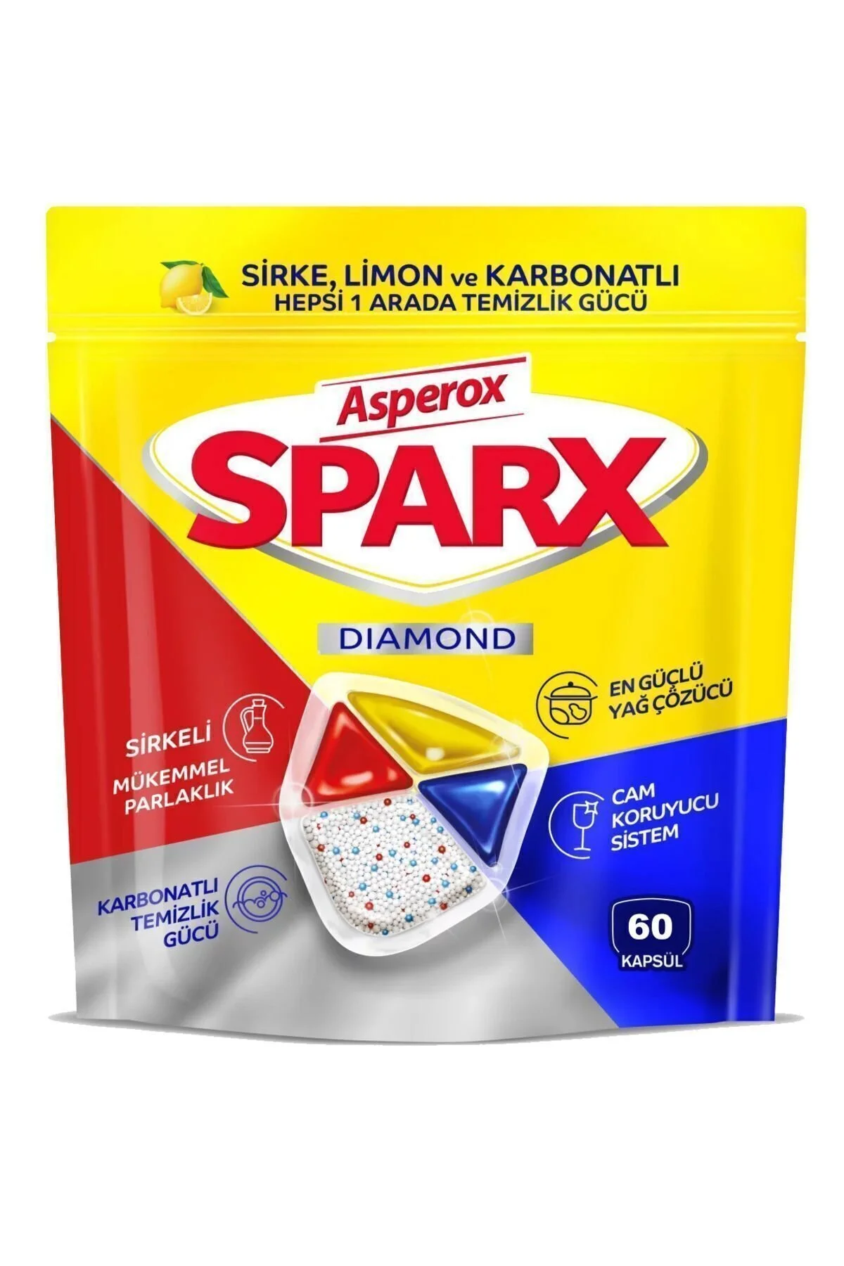 قرص و پودر ماشین ظرفشویی کپسول DIAMOND SPARX داخلی ملی 60 ASPEROX