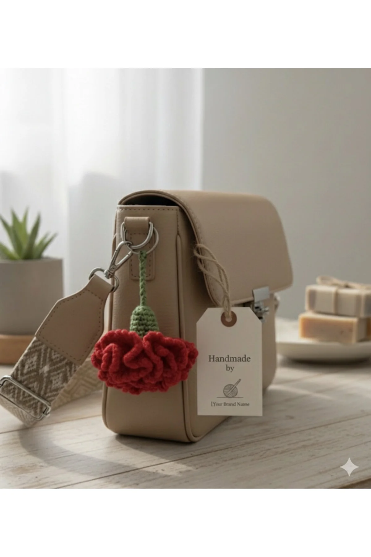 جلیقه کلید جاکلیدی و طلسم میخک بافتنی Yonca Craft