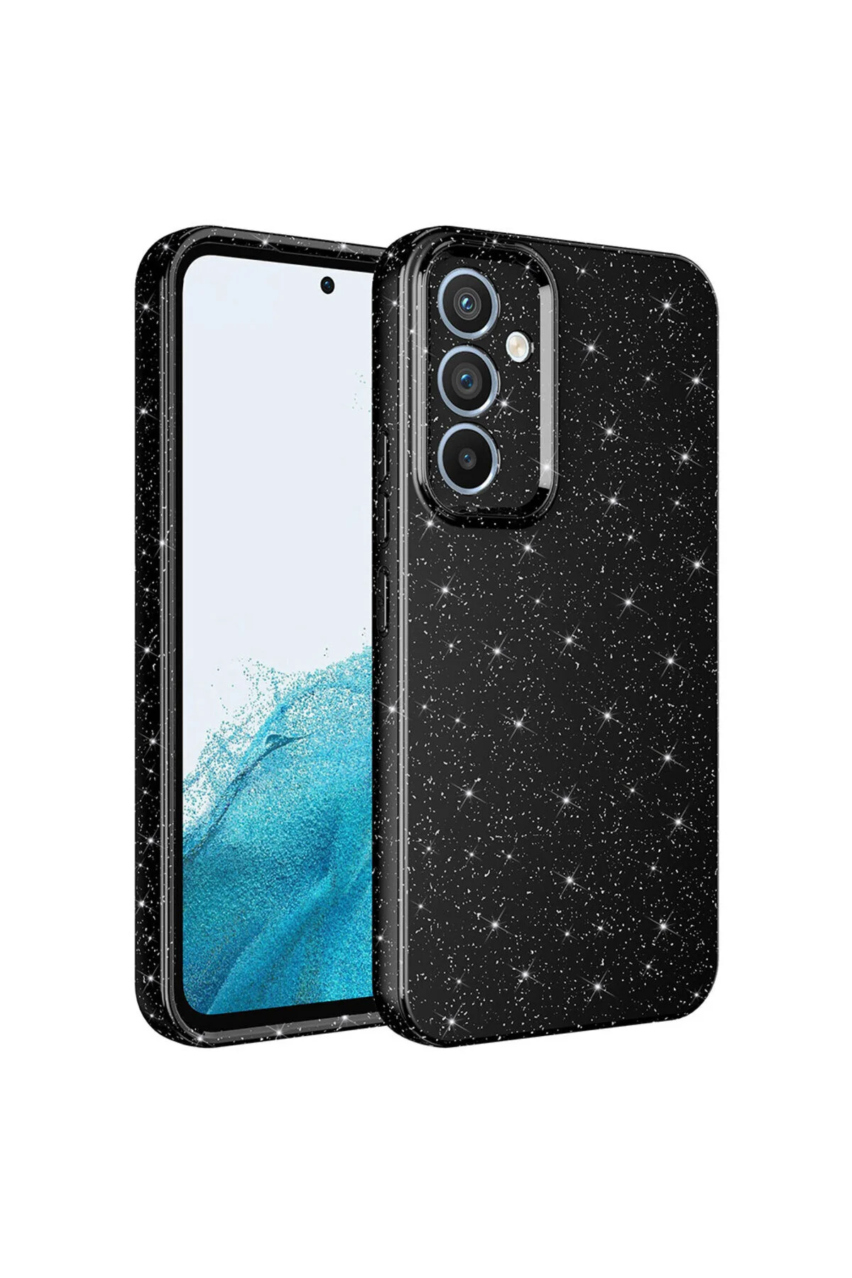 کاور و قاب پوشش پنبه ای نقره لوکس INC با دوربین محافظ GALAXY A14 مشکی ENSUENO