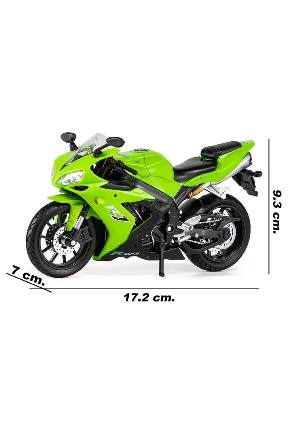 ماشین اسباب بازی موتورسیکلت یاماها YZF R1 مدل سبز 1:12 در مقیاس با جزئیات دقیق craftivio