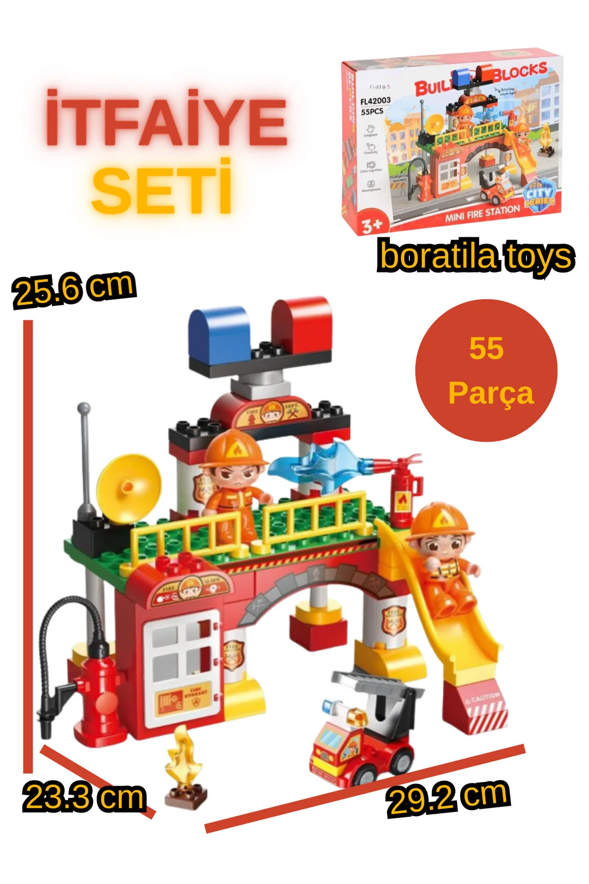 لگو و اسباب بازی های ساخت محور 55 تکه بزرگ آتش نشانی با فیگور از ترکیه Boratila Toys