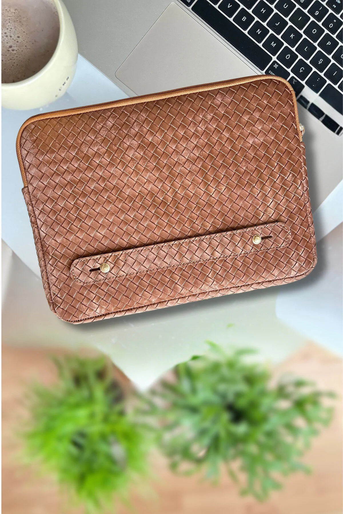 کاور تبلت قاب 11 اینچی 12 NUBUCK ضد آب ضربه جیبی زیپ دار قهوه ای مایل به زرد worken