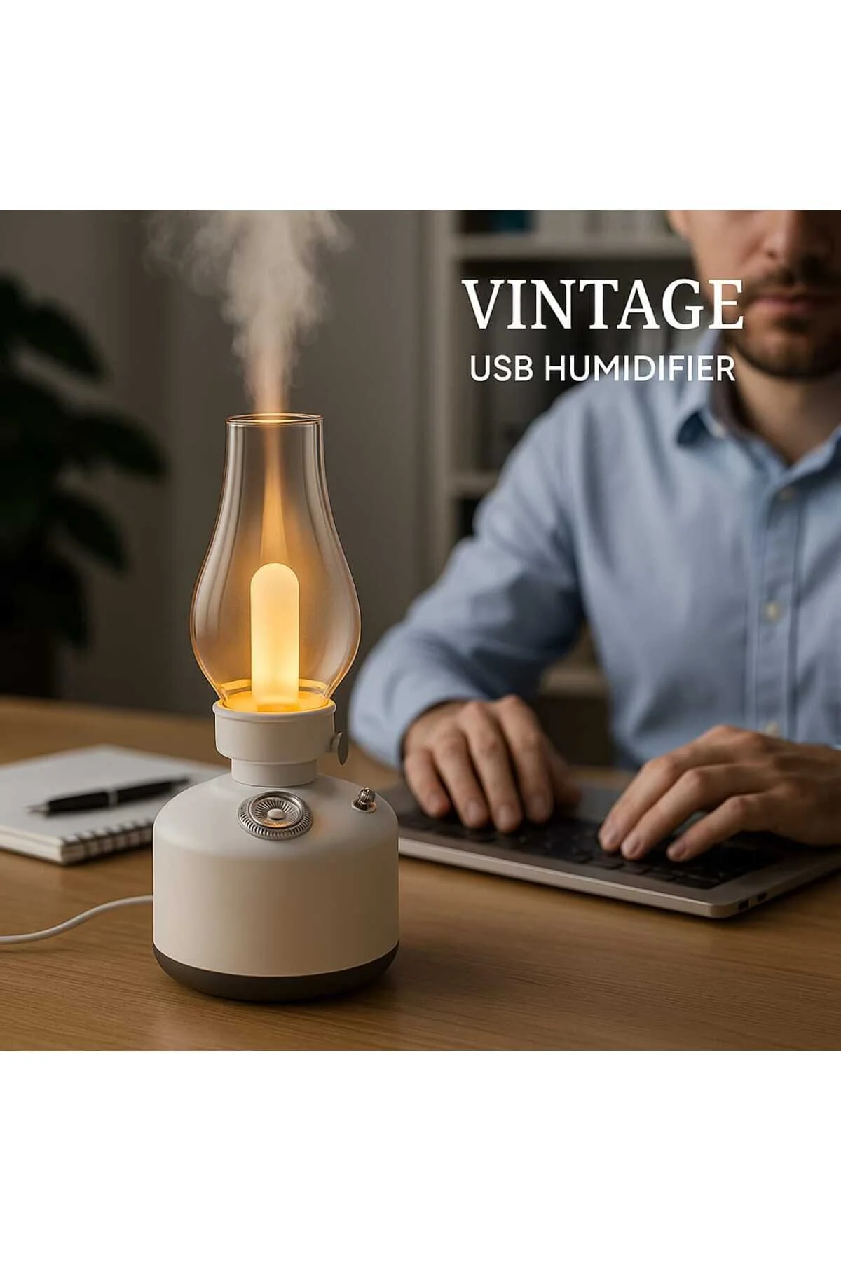 دستگاه بخور رطوبت ساز USB با طراحی لامپ قدیمی عملکرد بی صدا نور LED رایحه درمانی پخش کننده بخار Universal