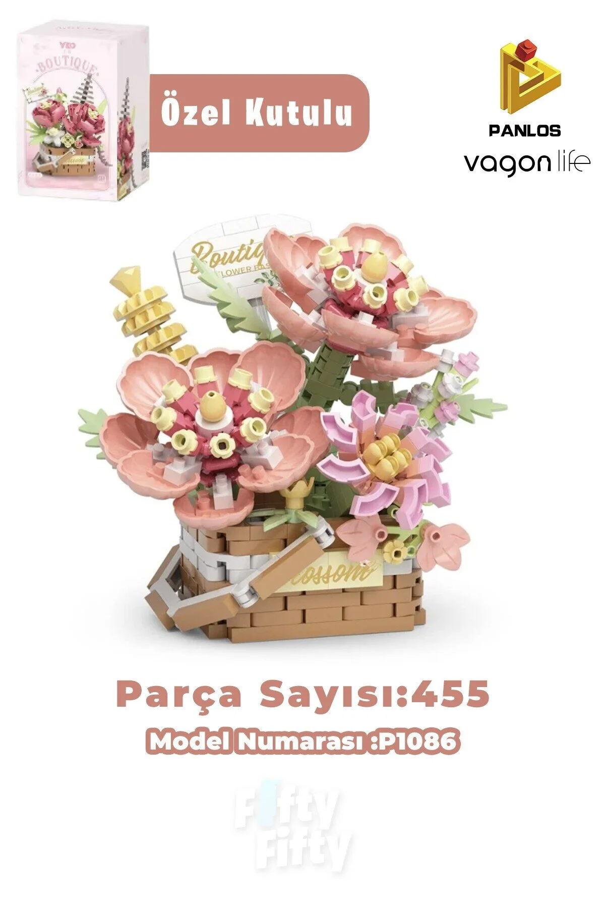 لگو و اسباب بازی های ساخت محور مجموعه ساختمانی مینی دسته گل 455 تکه سری PANLOS BOUTIQUE FFP1086 از ترکیه Vagonlife