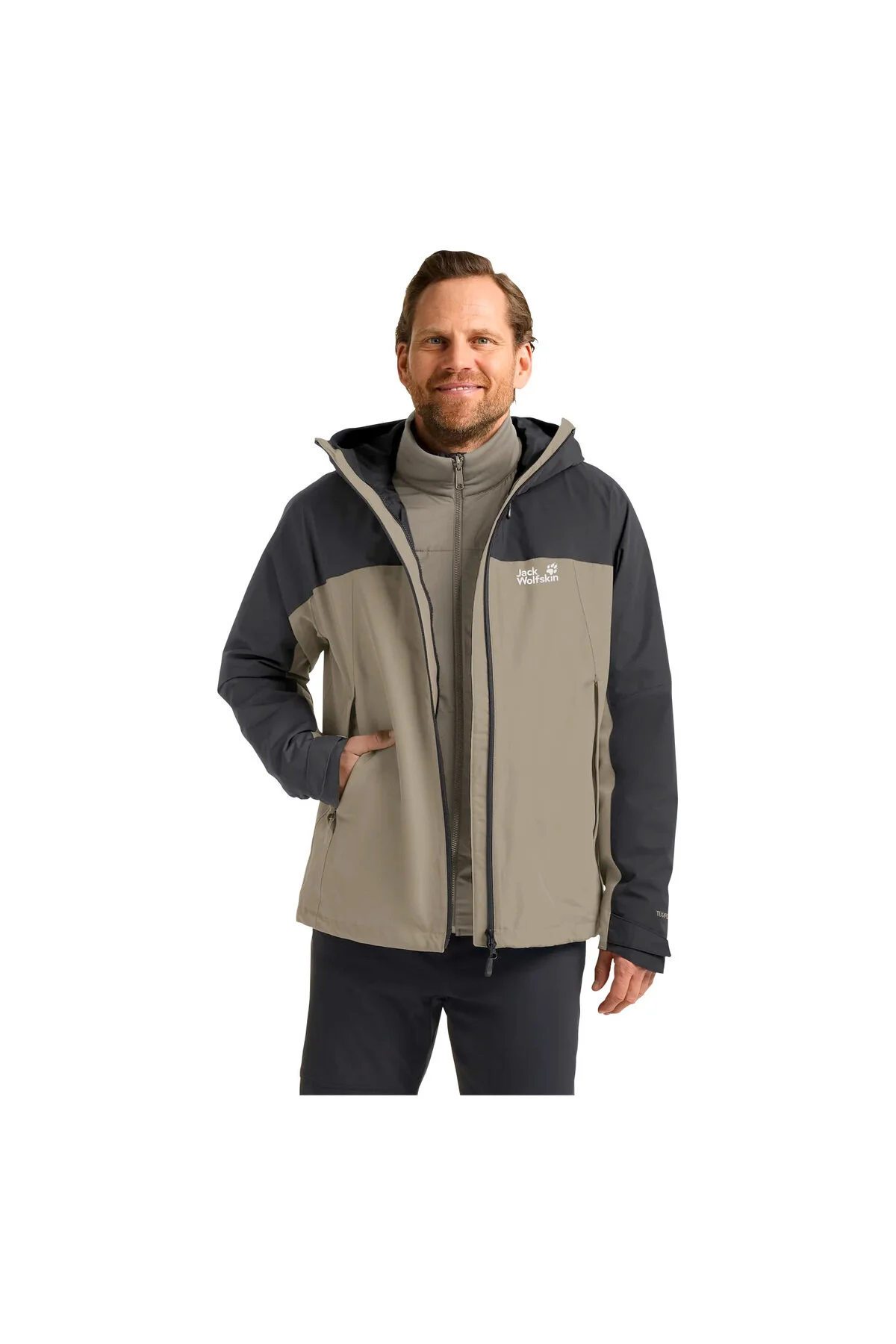 WILD PLACES 3IN1 ژاکت مردانه بژ در فضای باز OUTDOOR A65257 Jack Wolfskin
