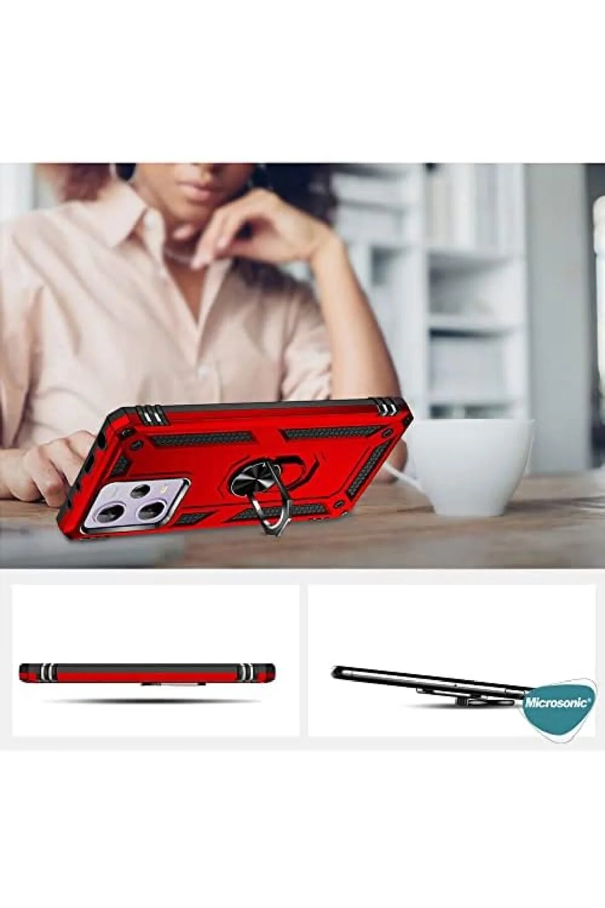 کاور و قاب LVN 12 PRO+ 5G CASE MILITARY RING HOLDER RED سازگار با STOREMAX
