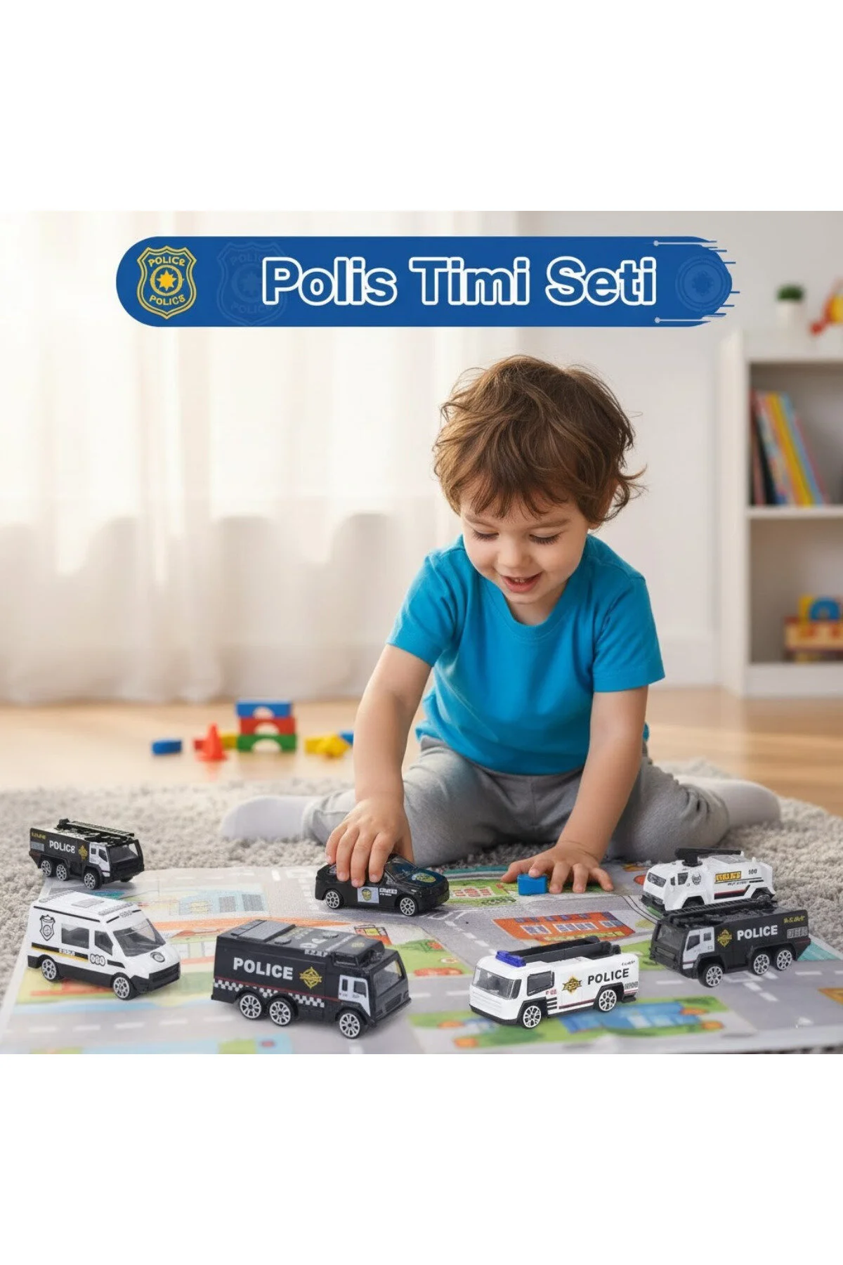 ماشین اسباب بازی مجموعه 6 پلیس فلزی DIECAST TOY POLICE SQUAD وسایل نقلیه مدل آلیاژی بادوام craftivio