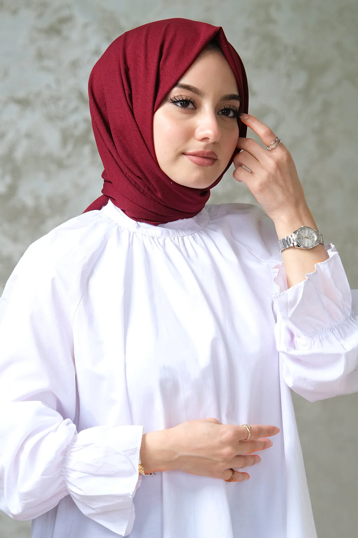 شال جاز پنبه ای کلارت قرمز AFVENTE