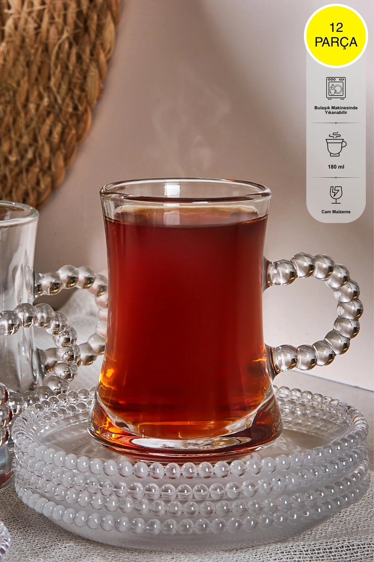 لیوان مروارید 12 قطعه 6 فنجان چای مجموعه 180 میلی لیتر Perotti