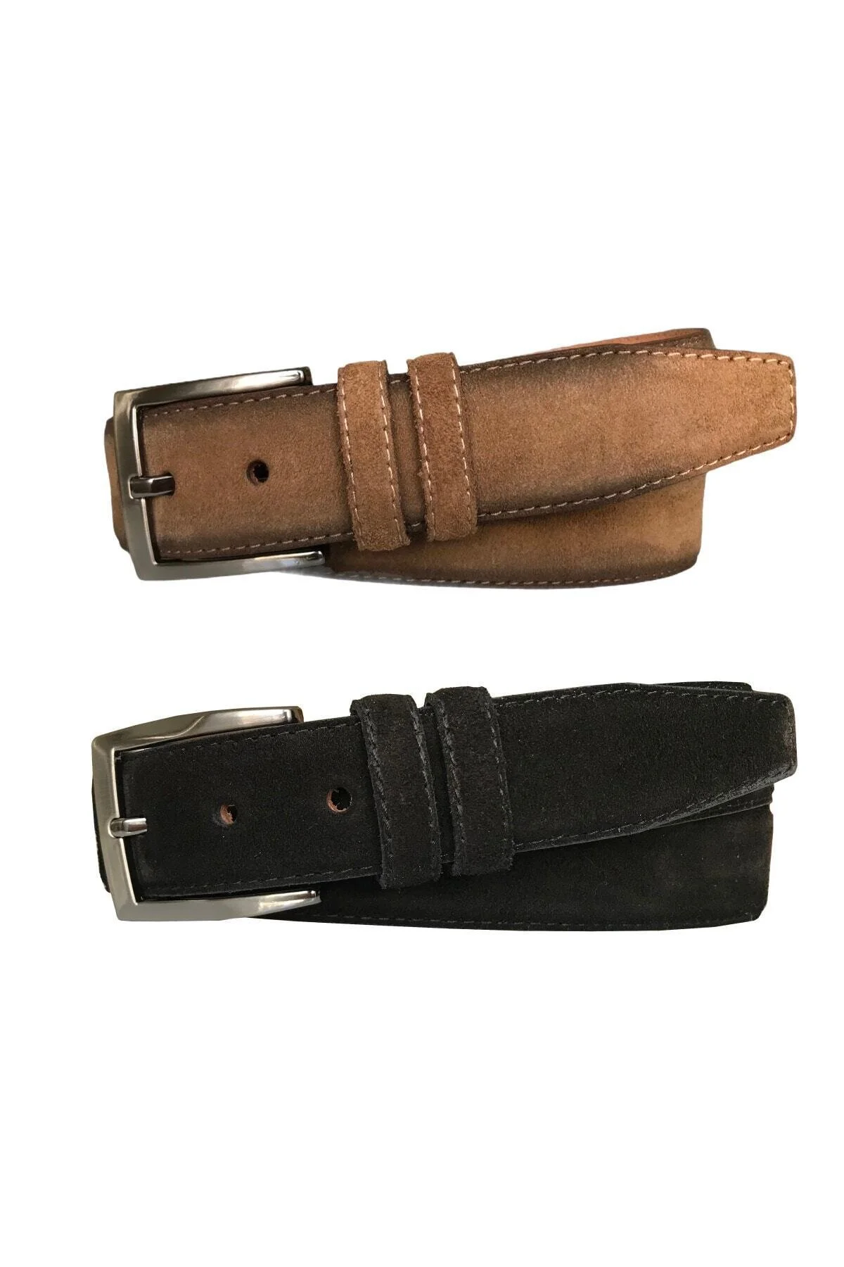 کمربند مشکی مردانه و زنانه چرم جیر با کیفیت واقعی 2 SET BELT FARM ؛ سیاه MINK 3.5 سانتی متر GoDeri