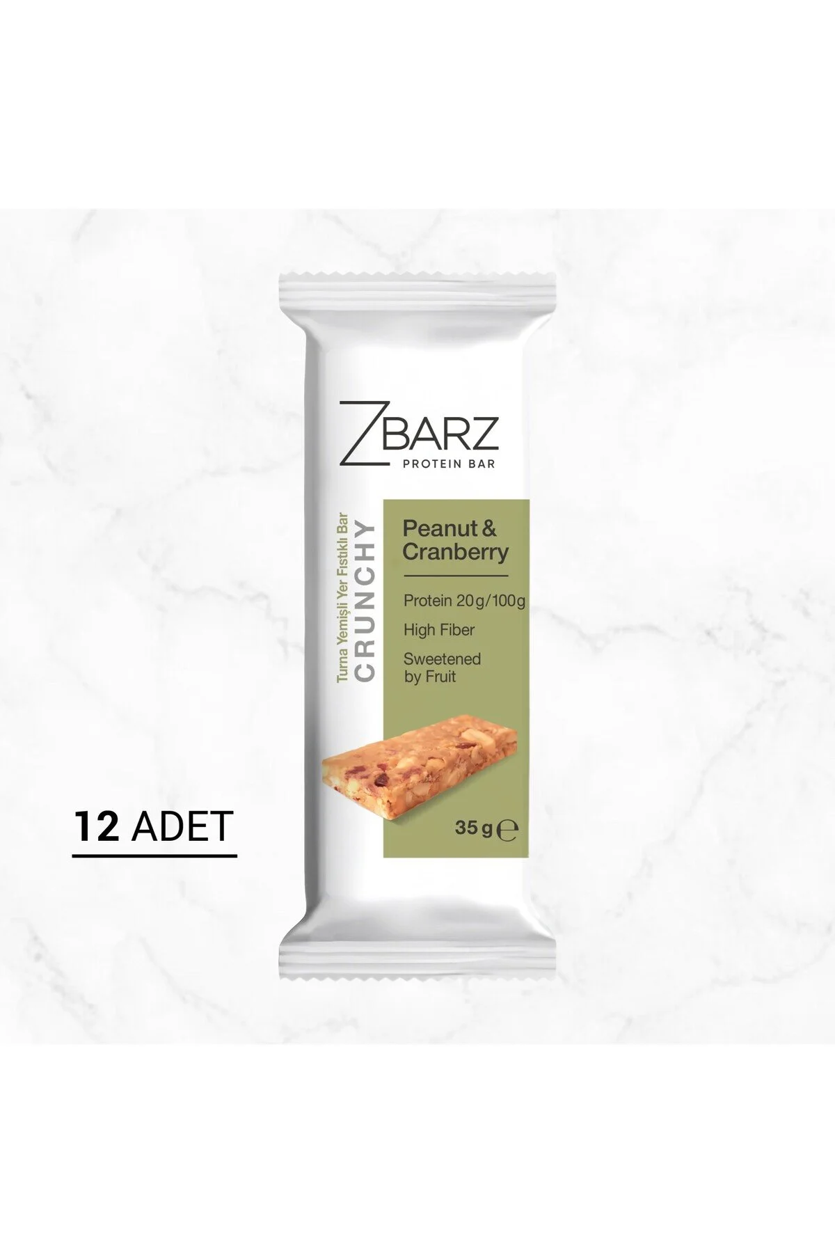 پروتئین بار نوار پروتئینی کرانچی بادام زمینی مغز جرثقیل 35 گرم 12 عدد اورجینال Zbarz